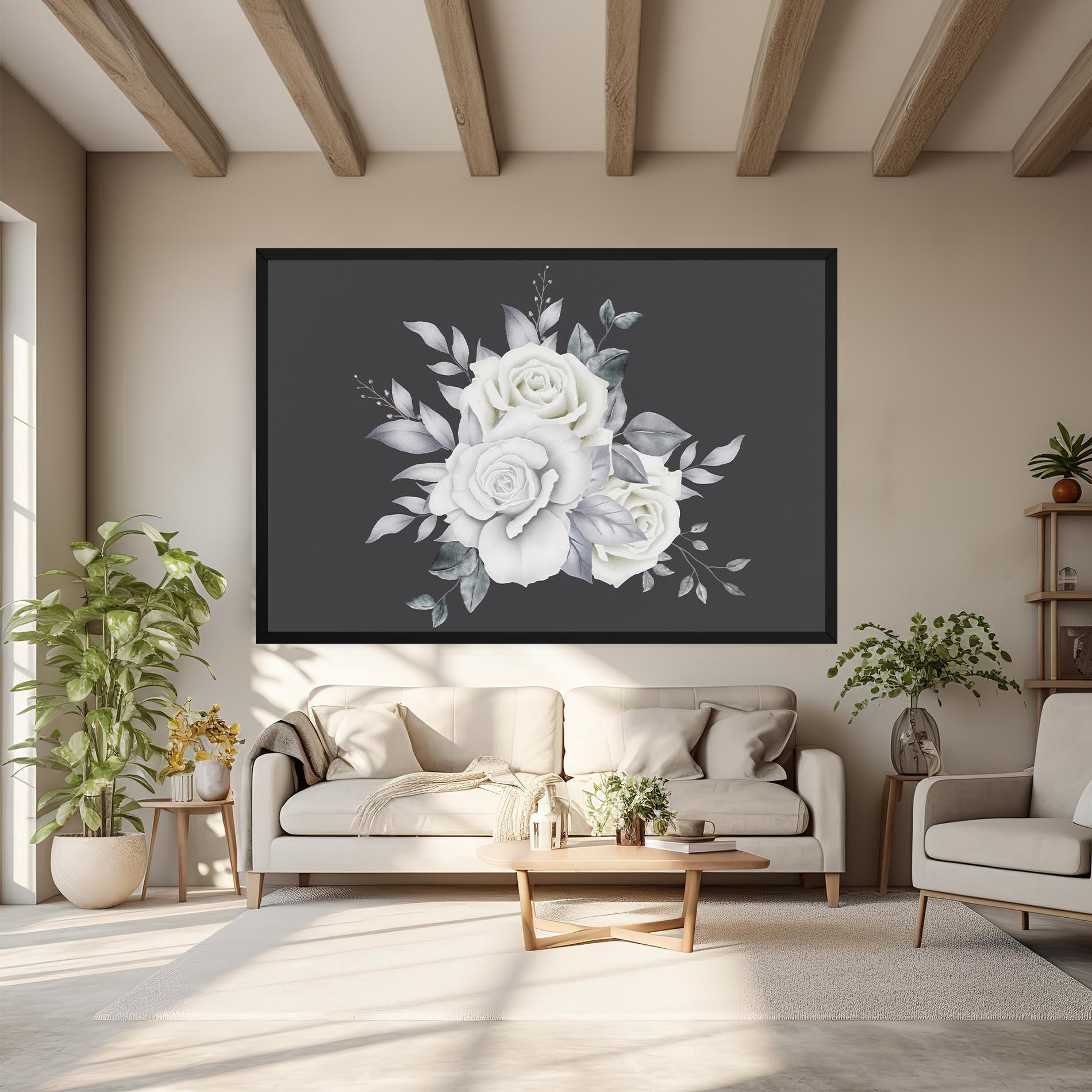 Leinwandbild White Grey Rose mockup 6