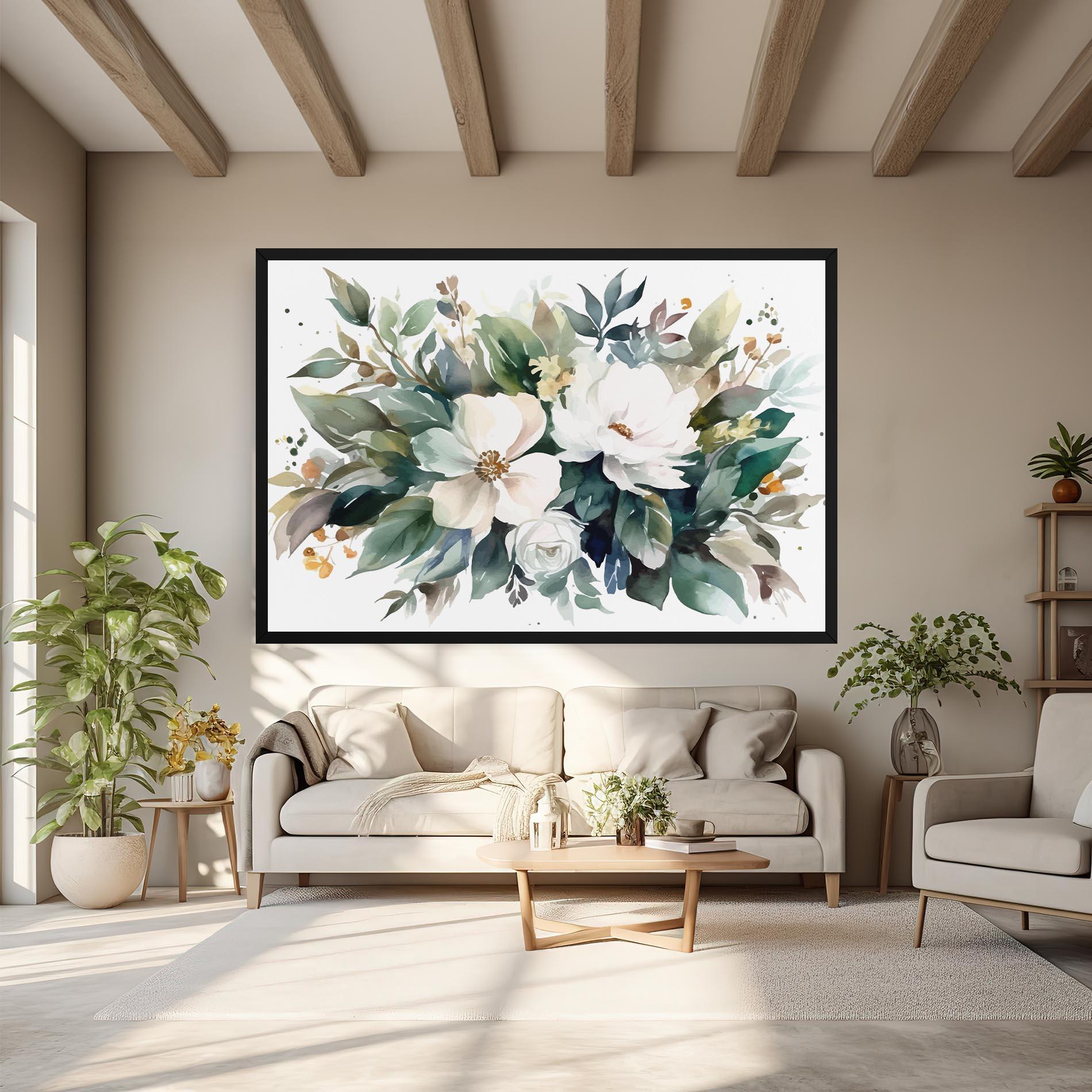 Leinwandbild White Rose Paint mockup 6