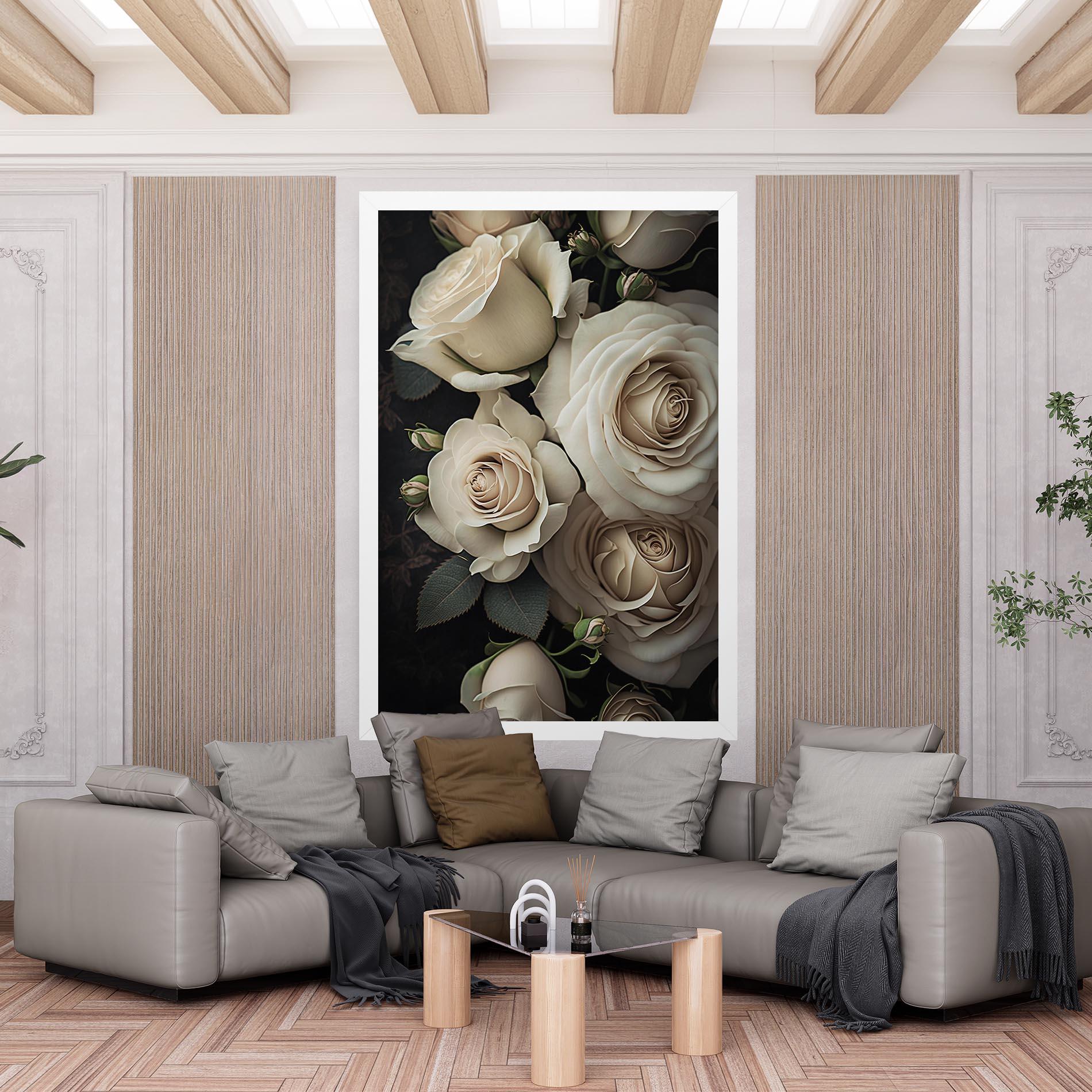Leinwandbild Cream Roses Close Up mockup 6