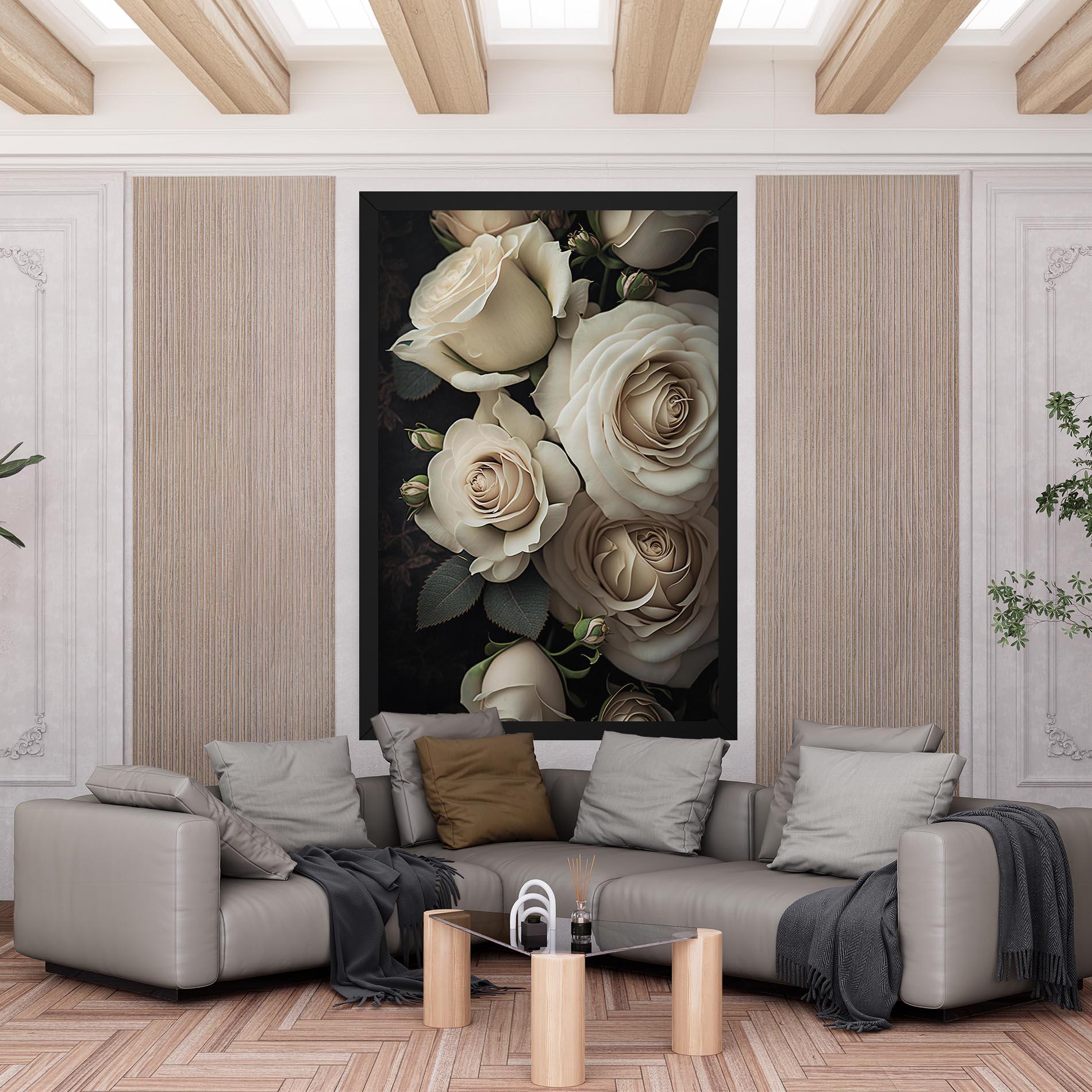Leinwandbild Cream Roses Close Up mockup 6