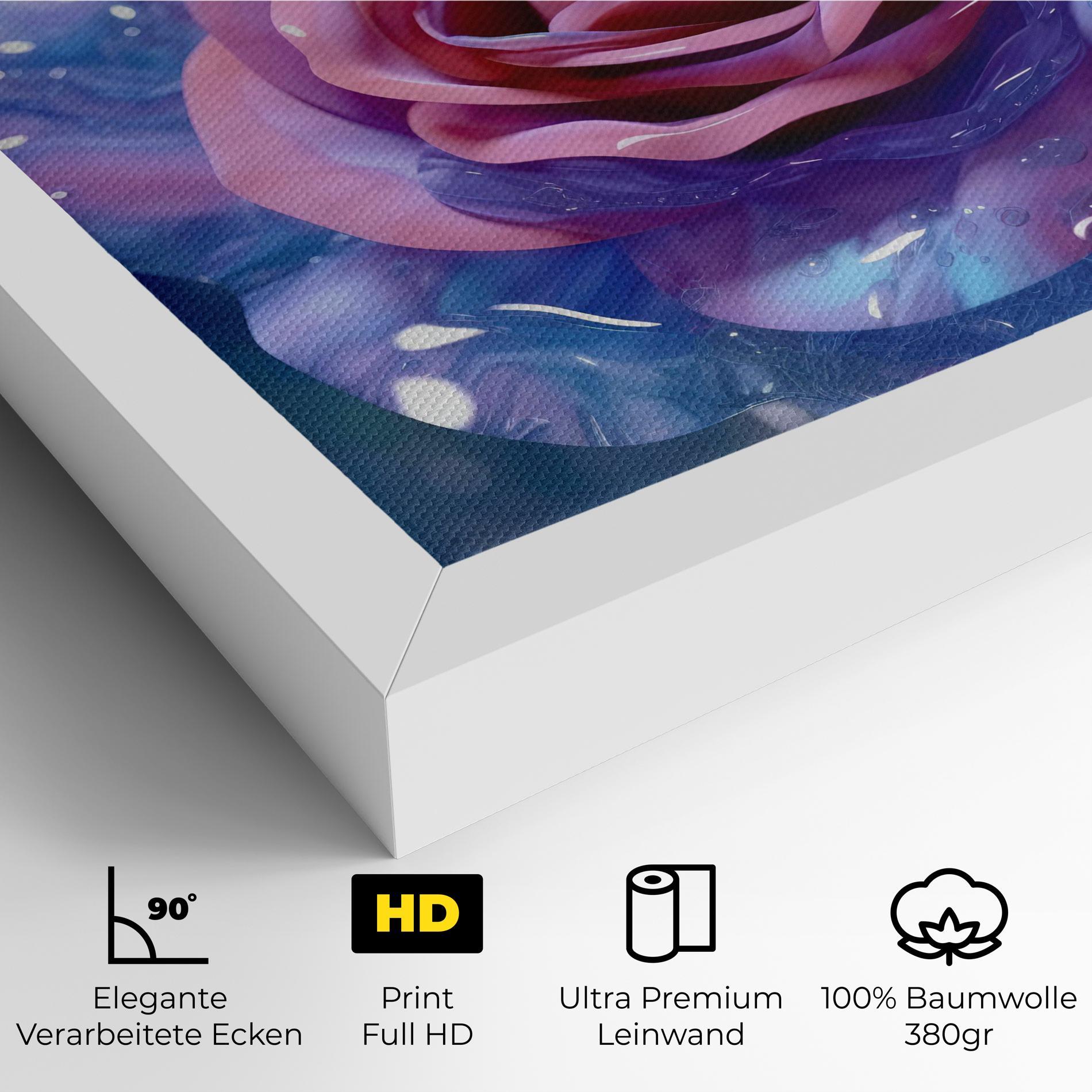 Leinwandbild Beautiful Blue Pink Rose mockup 4