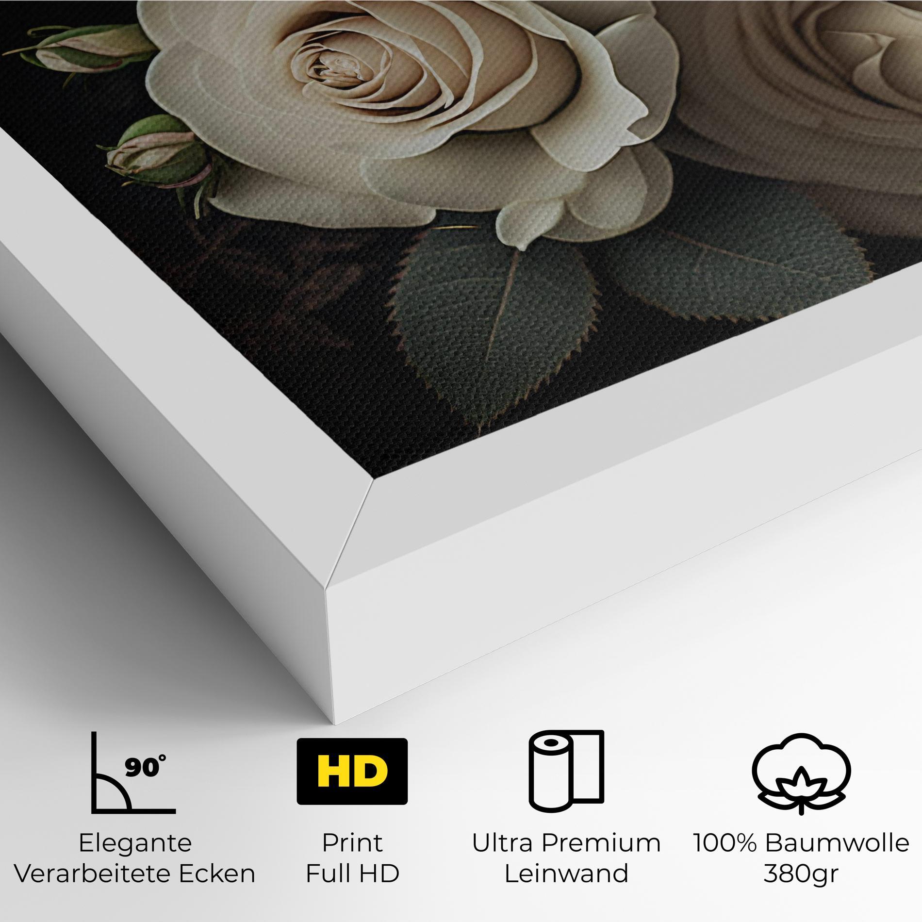 Leinwandbild Cream Roses Close Up mockup 4