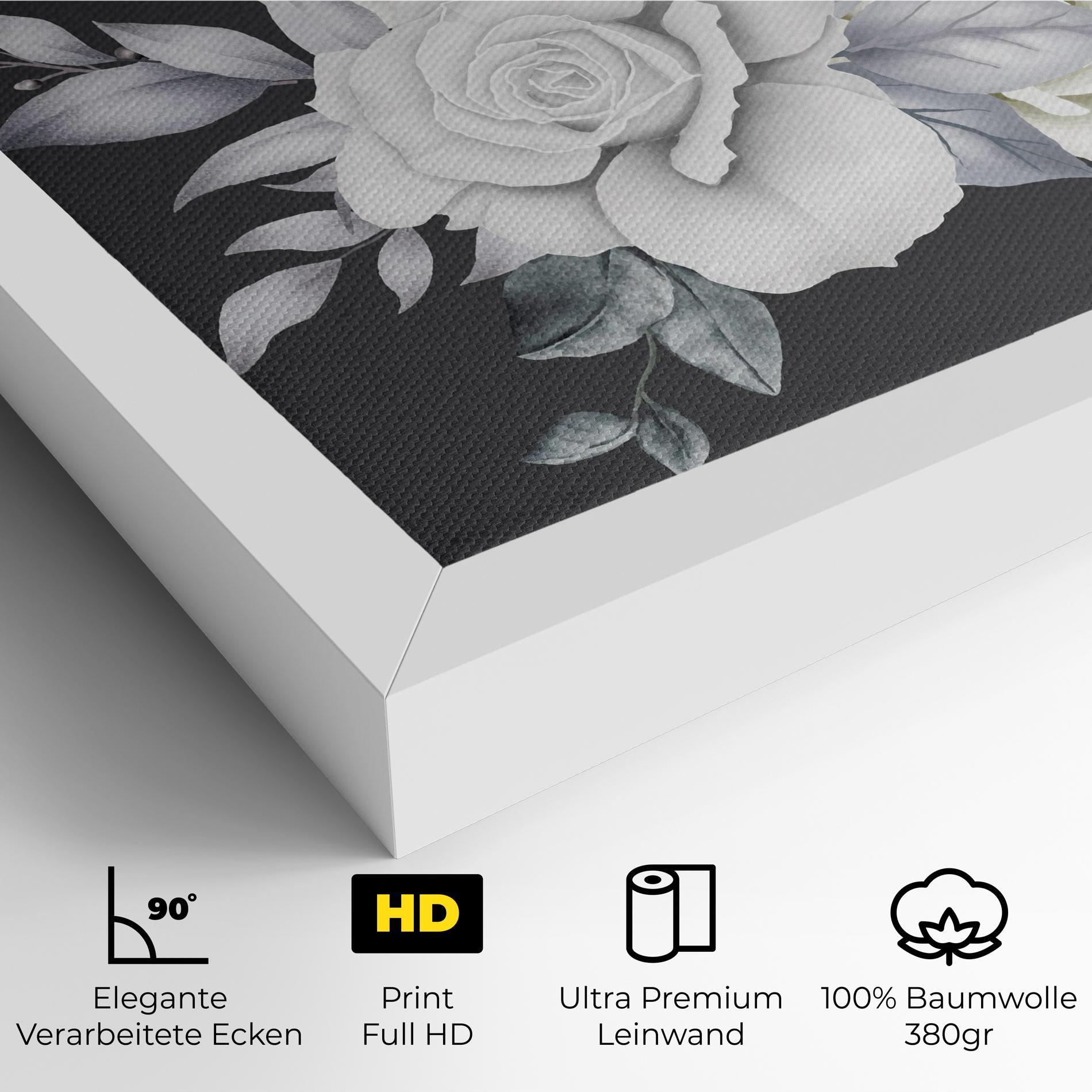 Leinwandbild White Grey Rose mockup 4