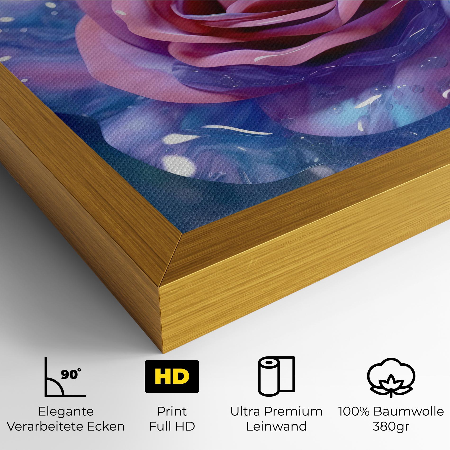 Leinwandbild Beautiful Blue Pink Rose mockup 4