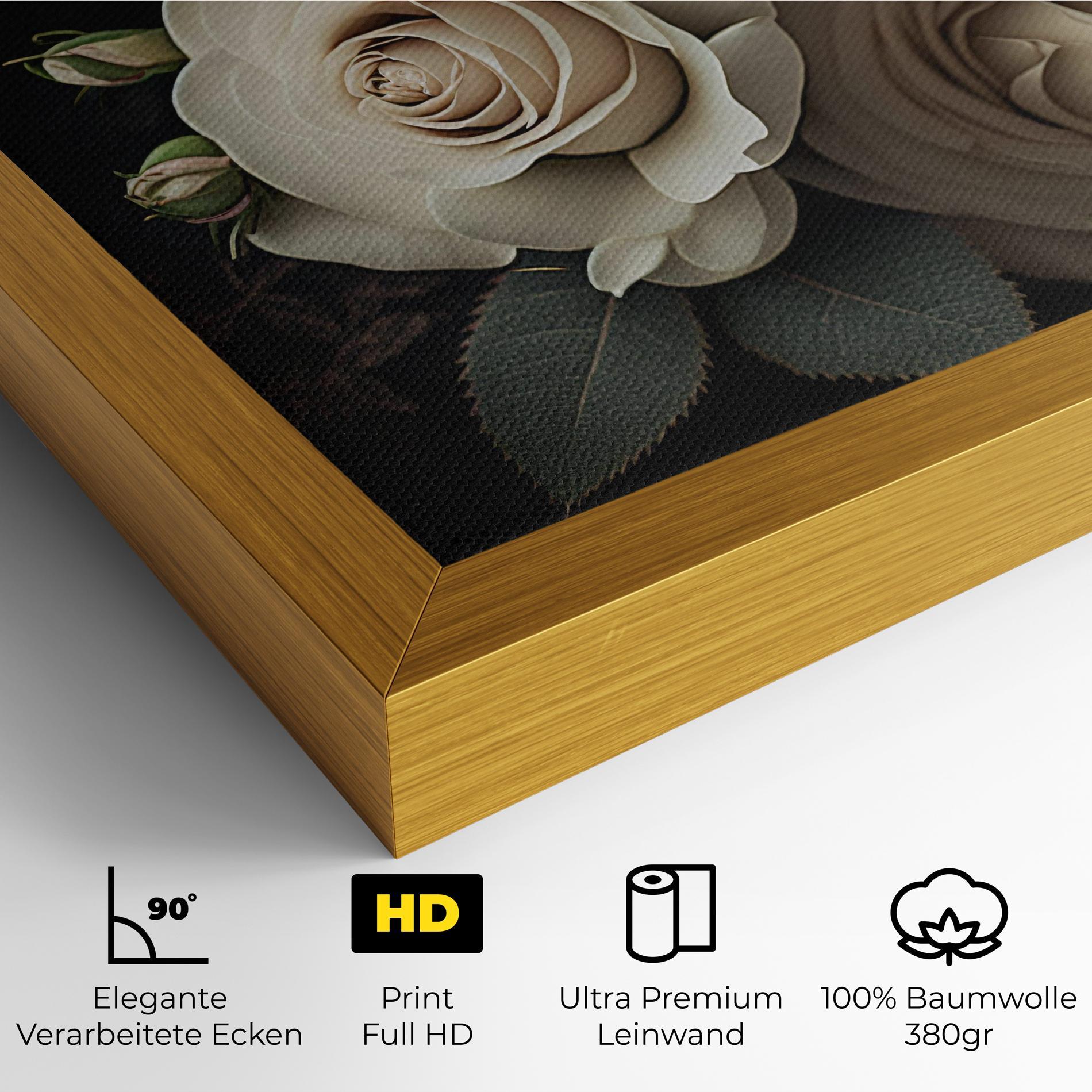 Leinwandbild Cream Roses Close Up mockup 4