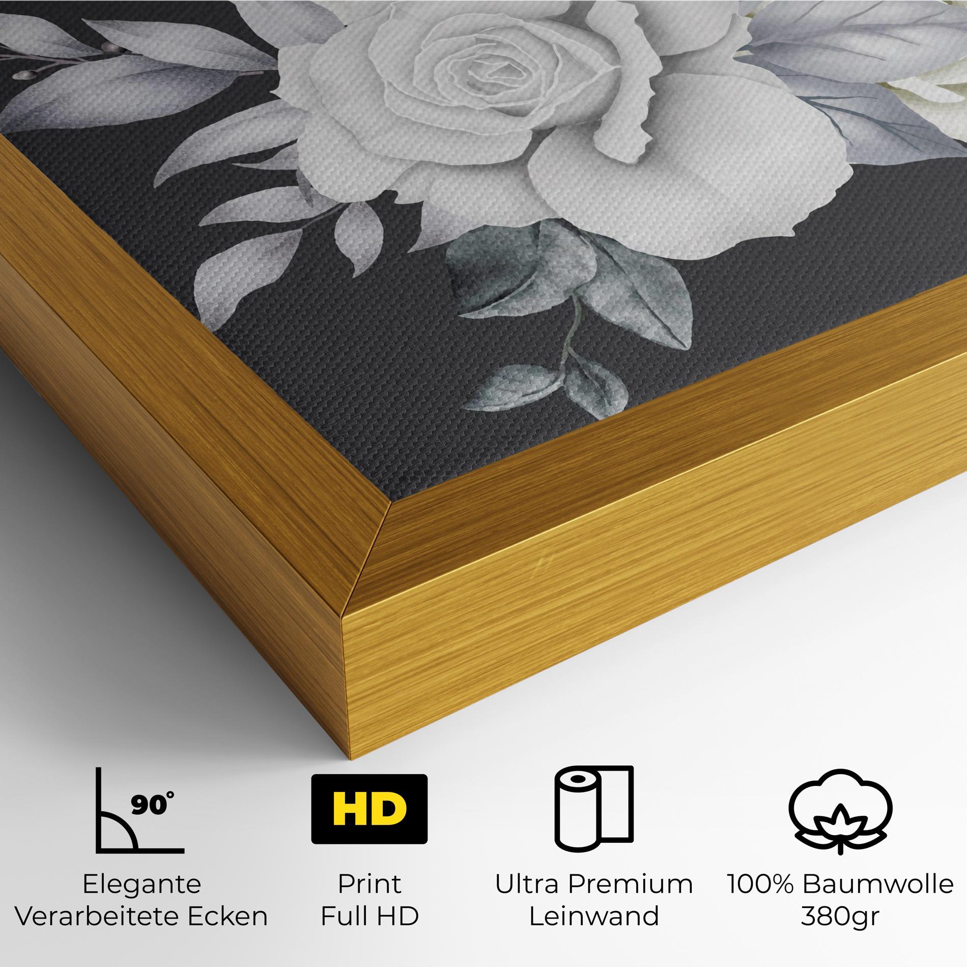 Leinwandbild White Grey Rose mockup 4
