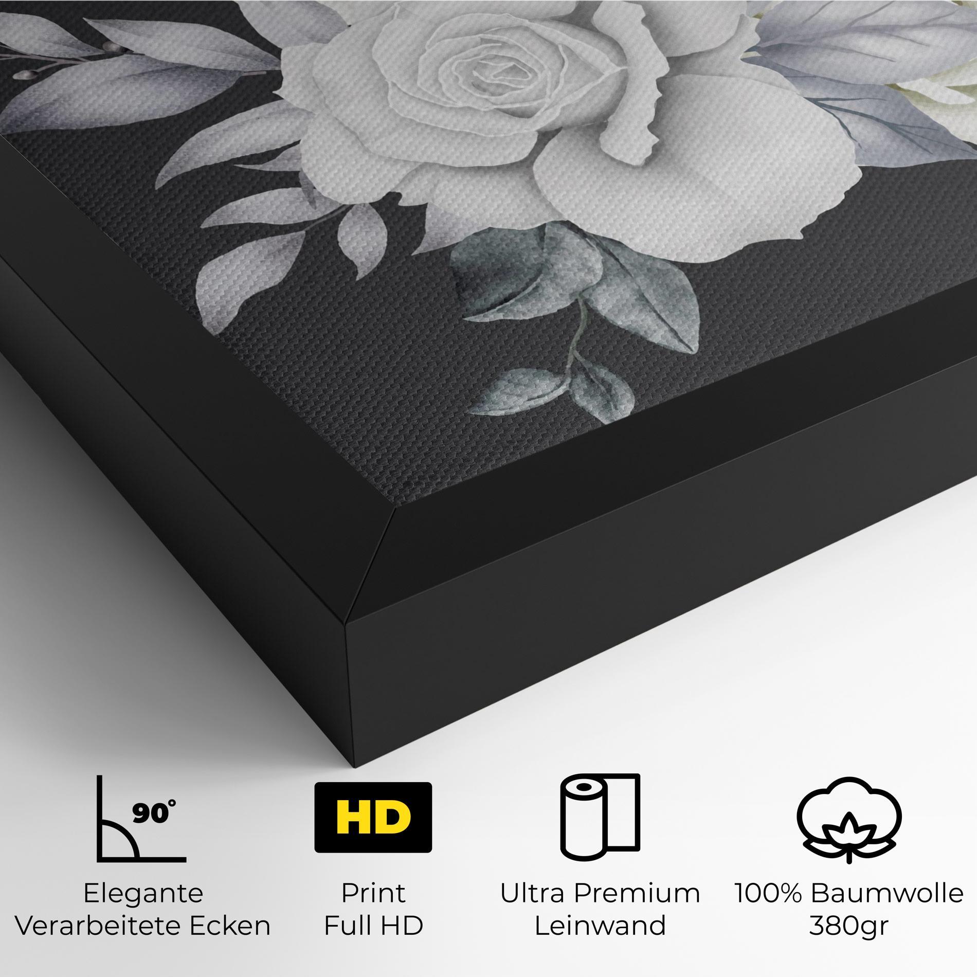 Leinwandbild White Grey Rose mockup 4