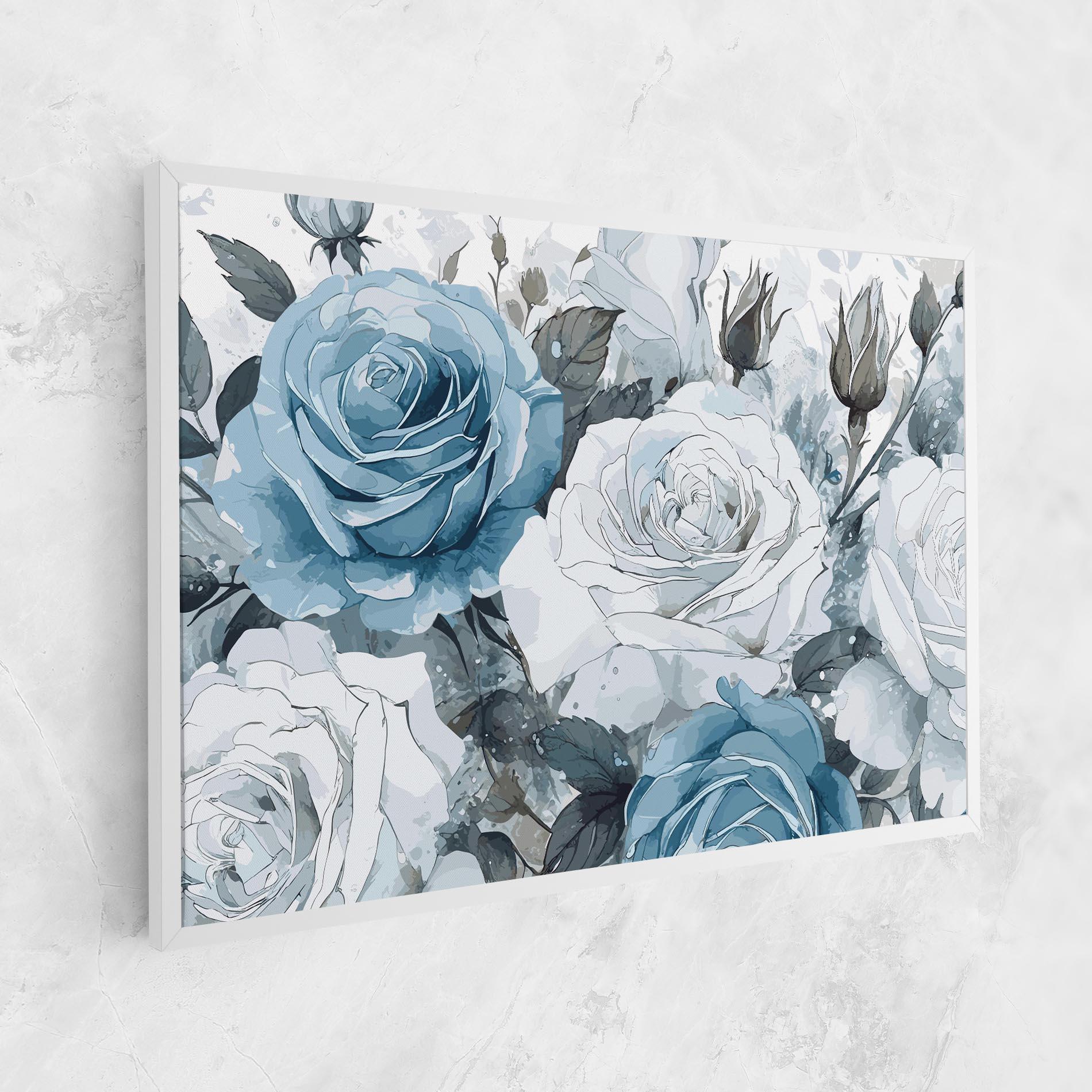 Leinwandbild Blue White Rose mockup 1