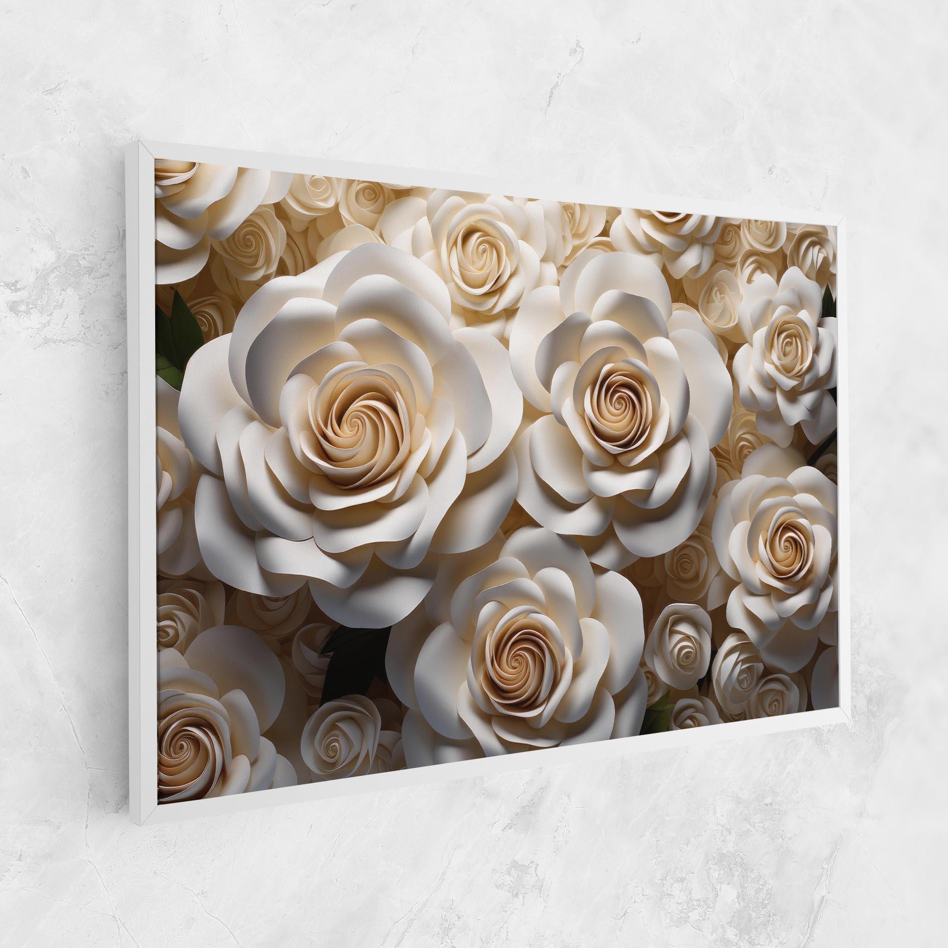 Leinwandbild Cream Roses Wall mockup 1