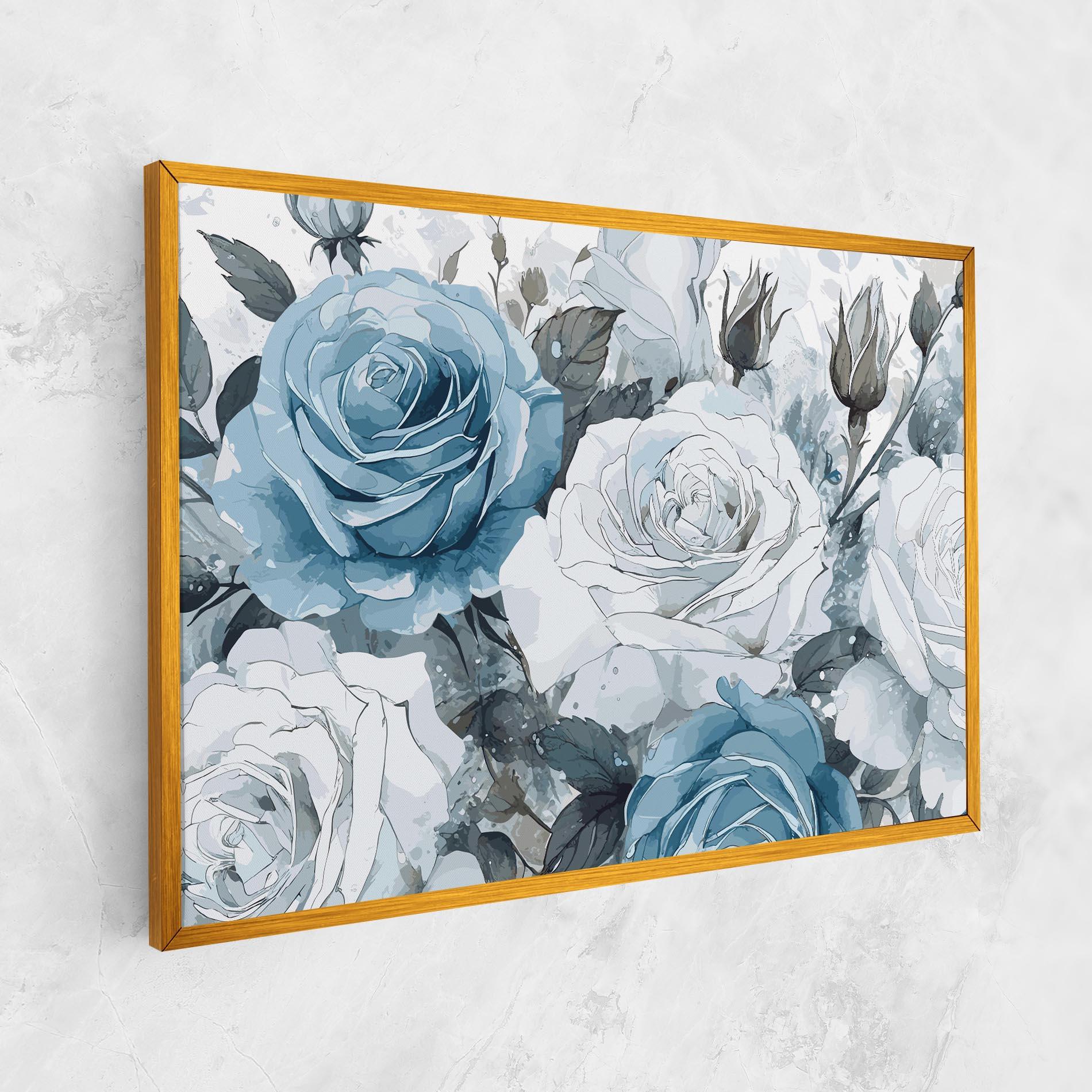 Leinwandbild Blue White Rose mockup 1