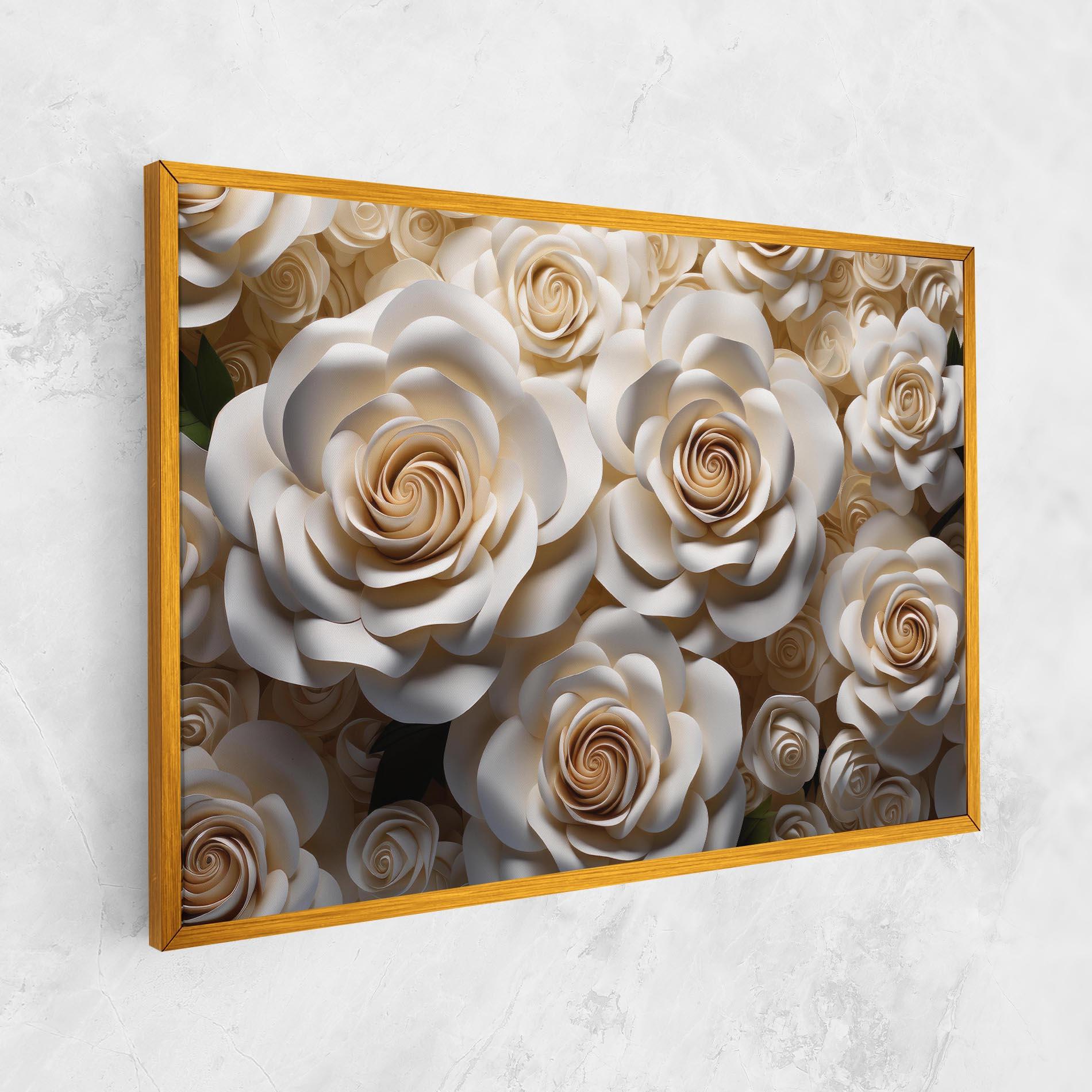 Leinwandbild Cream Roses Wall mockup 1