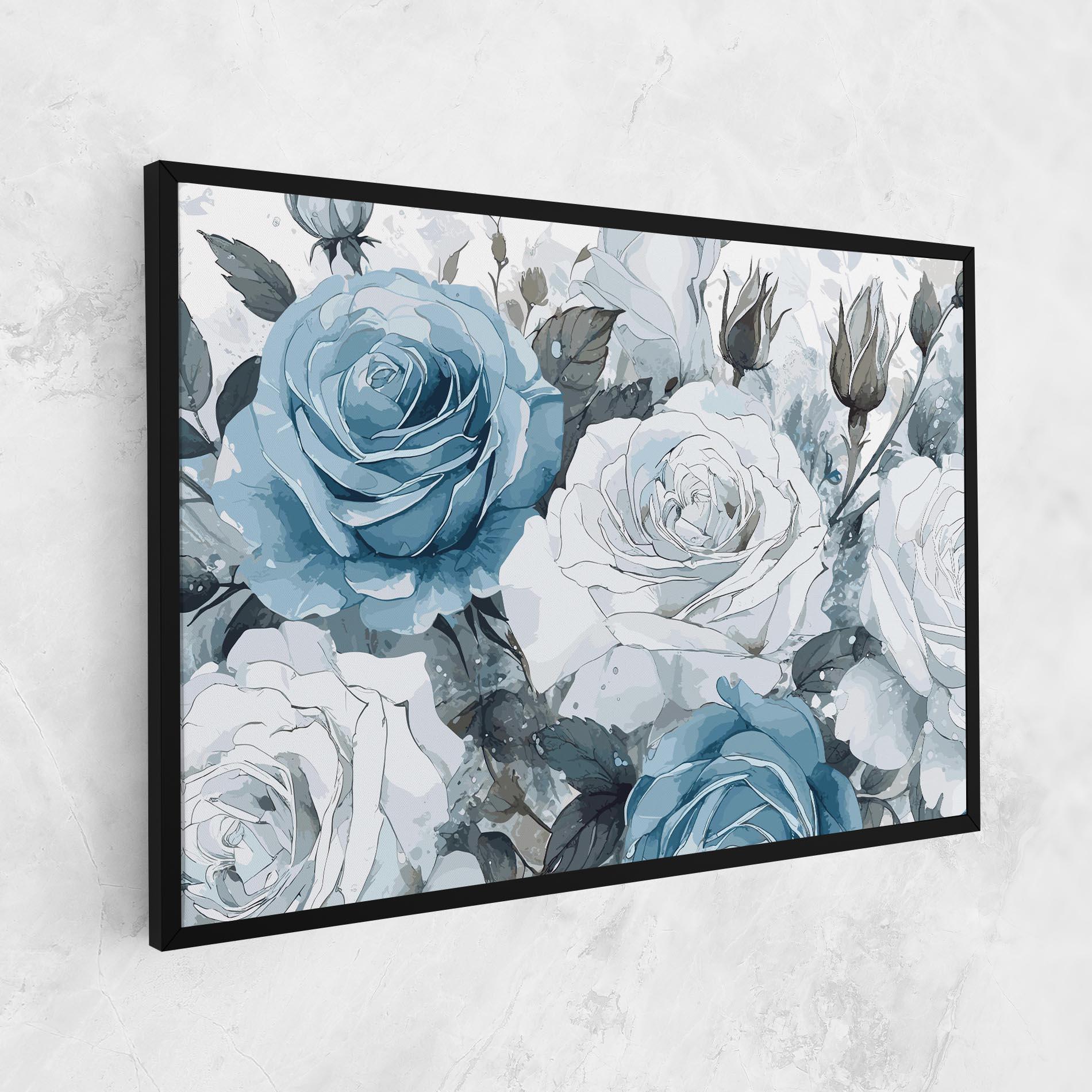Leinwandbild Blue White Rose mockup 1