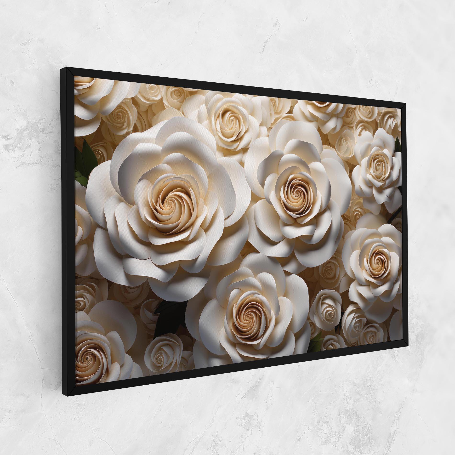 Leinwandbild Cream Roses Wall mockup 1