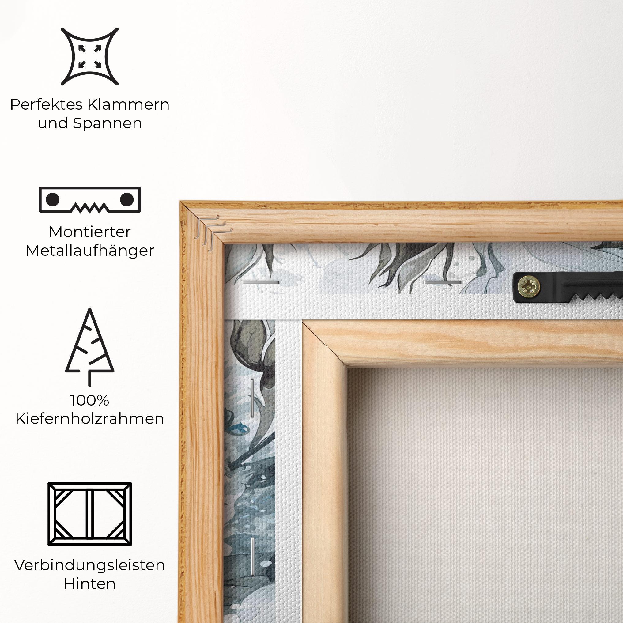 Leinwandbild Blue White Rose mockup 5