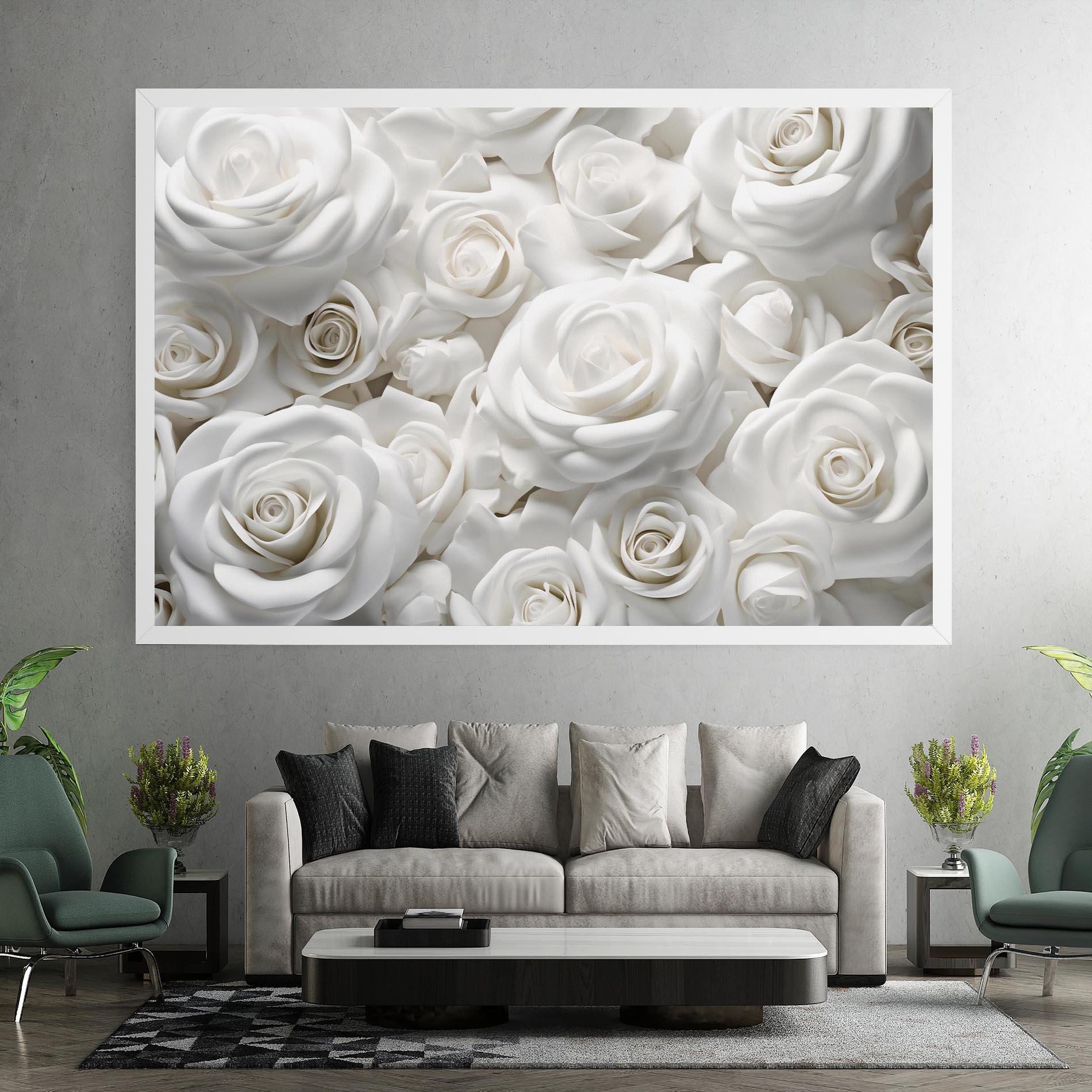 Leinwandbild 3d White Roses mockup 7