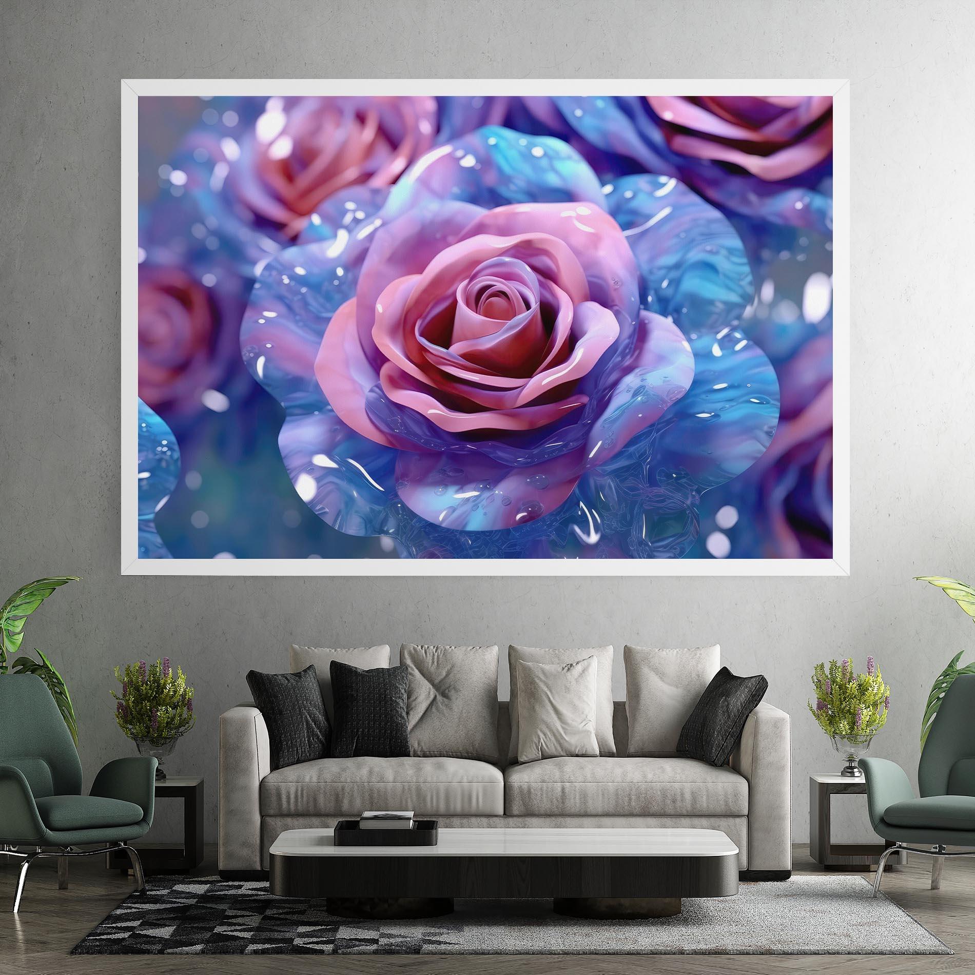 Leinwandbild Beautiful Blue Pink Rose mockup 7