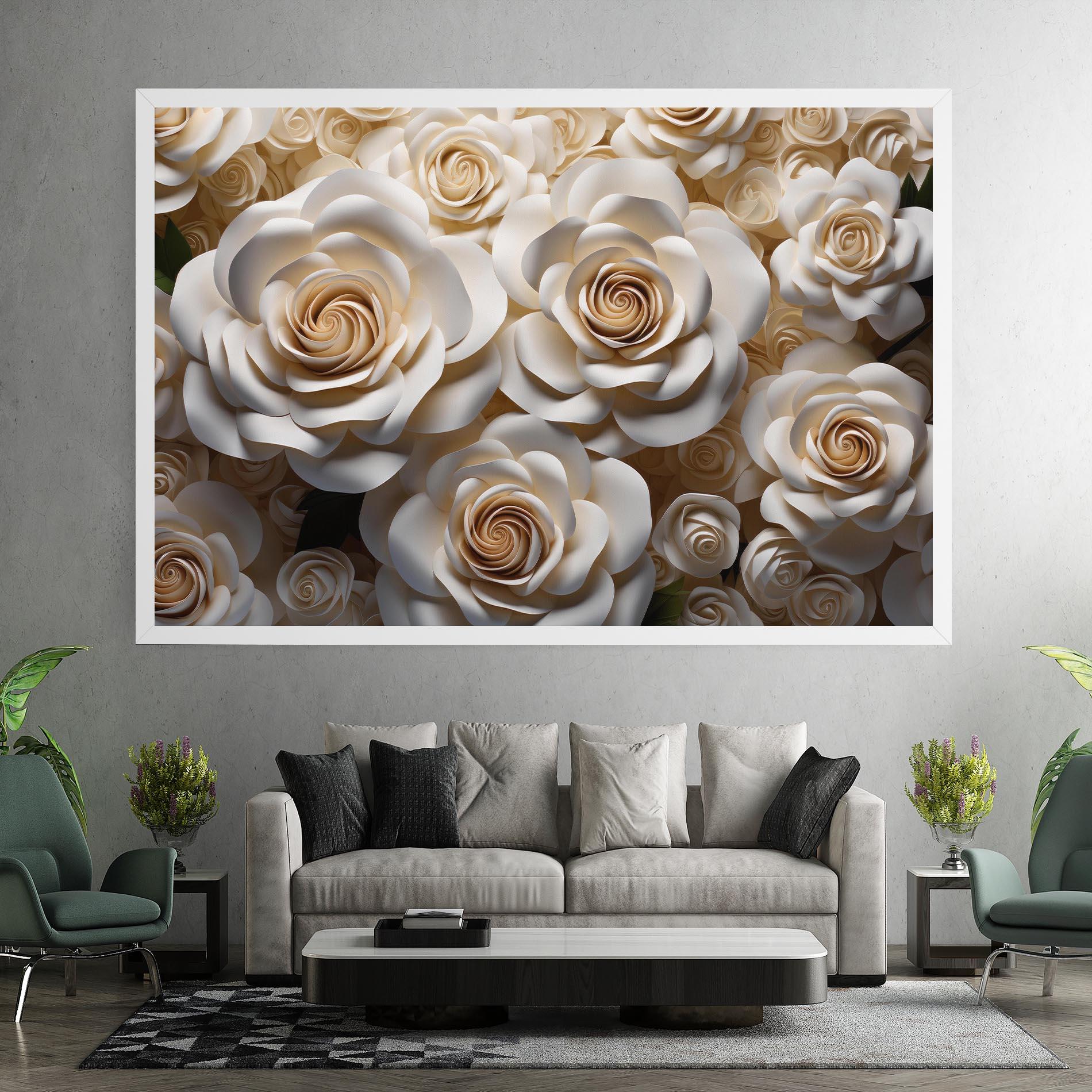 Leinwandbild Cream Roses Wall mockup 7