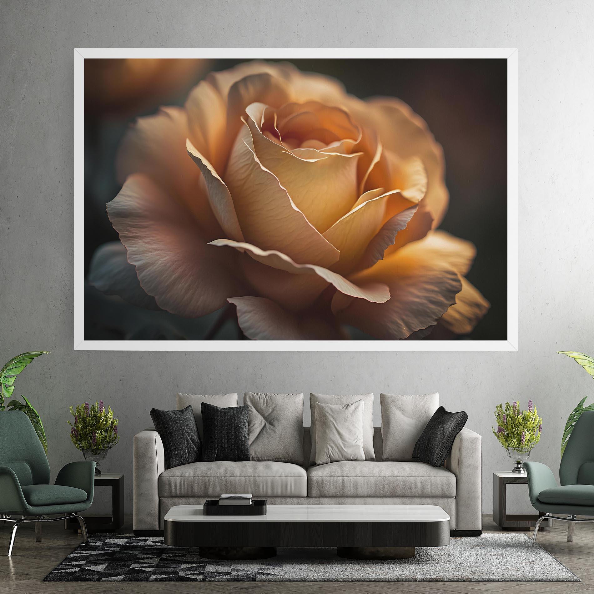 Leinwandbild Light Orange Rose Close Up mockup 7