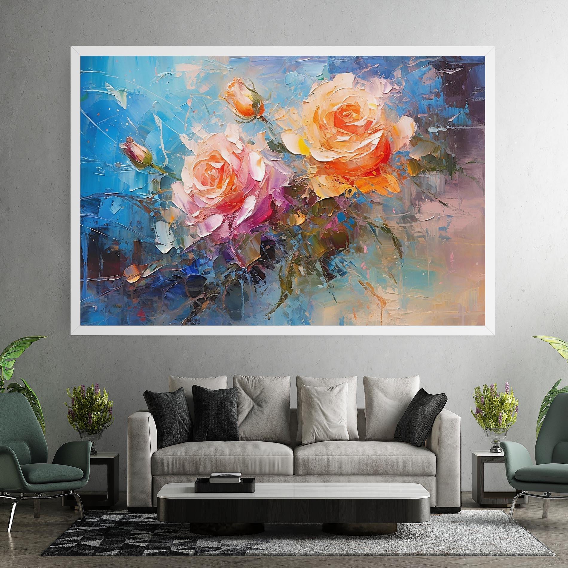 Leinwandbild Light Orange Rose Painting mockup 7