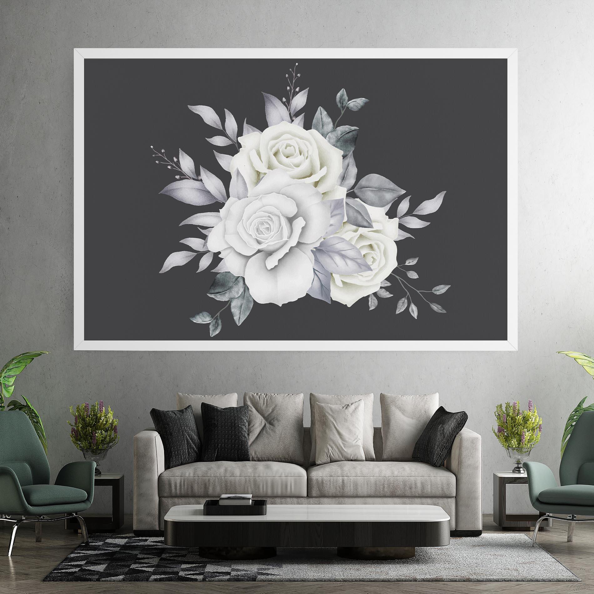 Leinwandbild White Grey Rose mockup 7