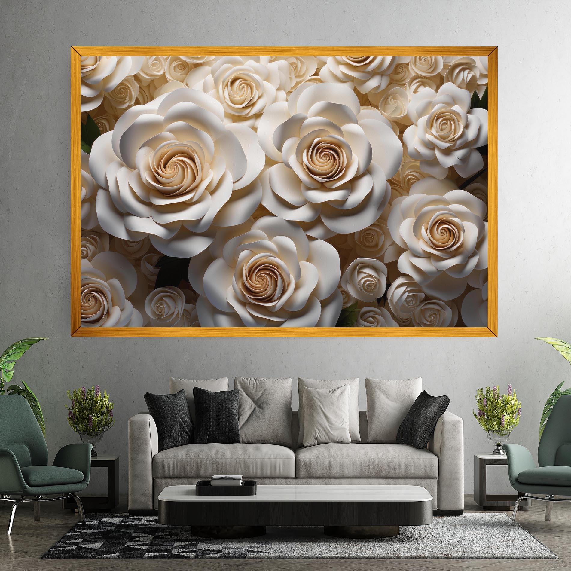 Leinwandbild Cream Roses Wall mockup 7