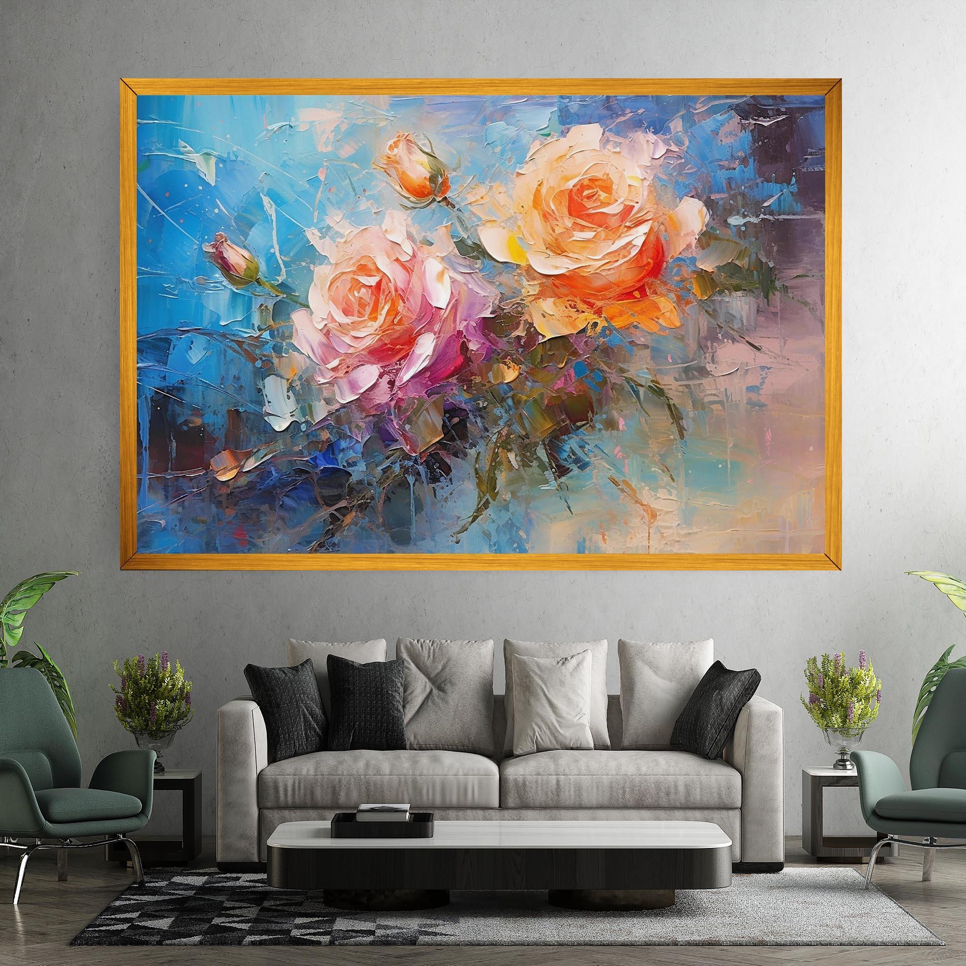 Leinwandbild Light Orange Rose Painting mockup 7
