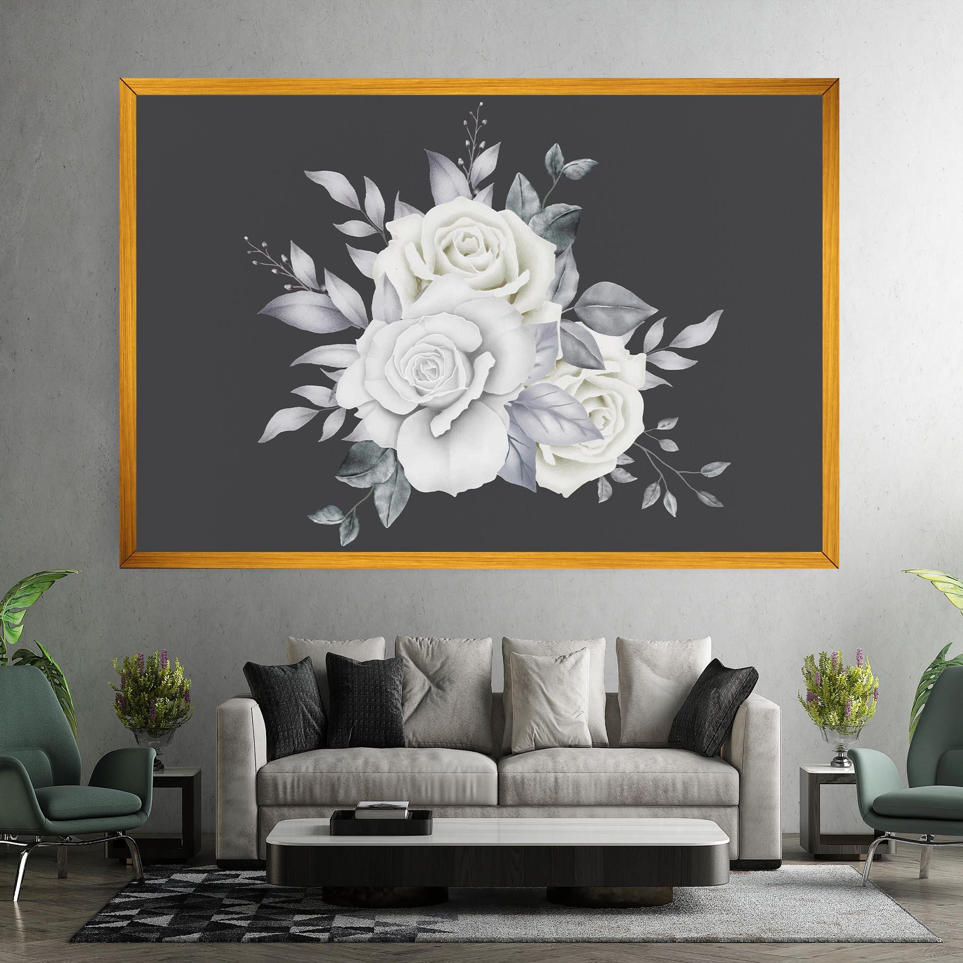Leinwandbild White Grey Rose mockup 7
