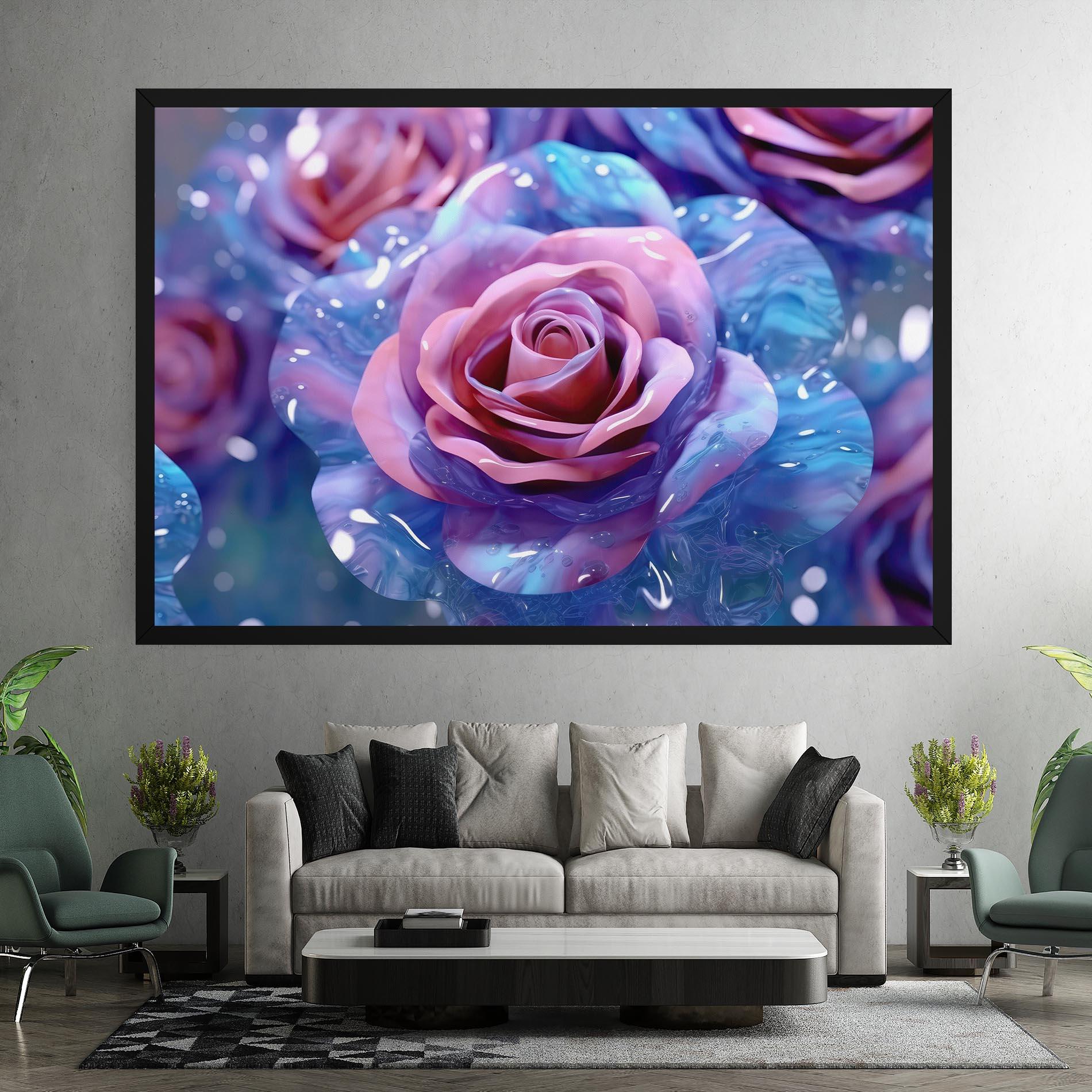 Leinwandbild Beautiful Blue Pink Rose mockup 7