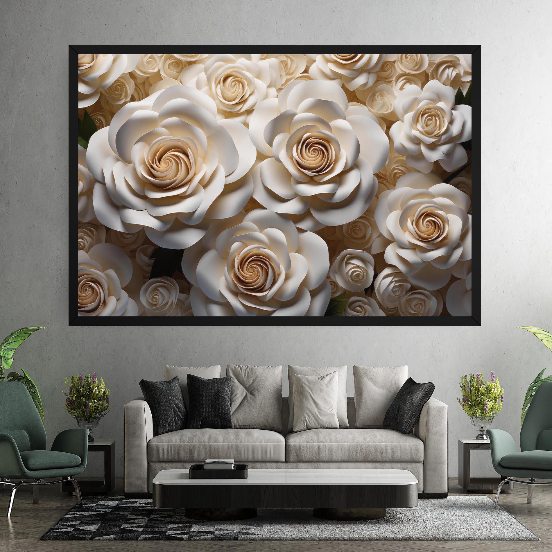 Leinwandbild Cream Roses Wall mockup 7