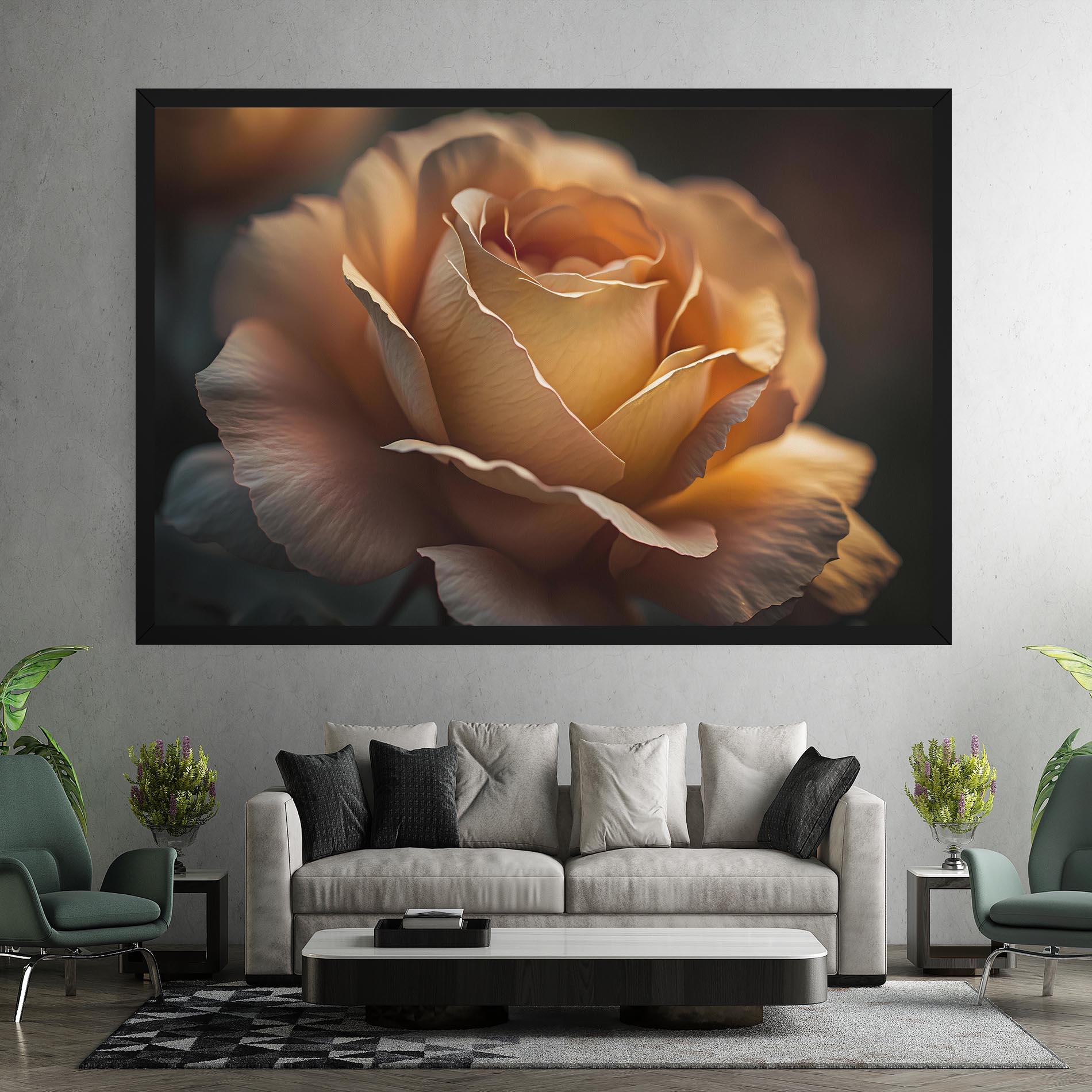 Leinwandbild Light Orange Rose Close Up mockup 7