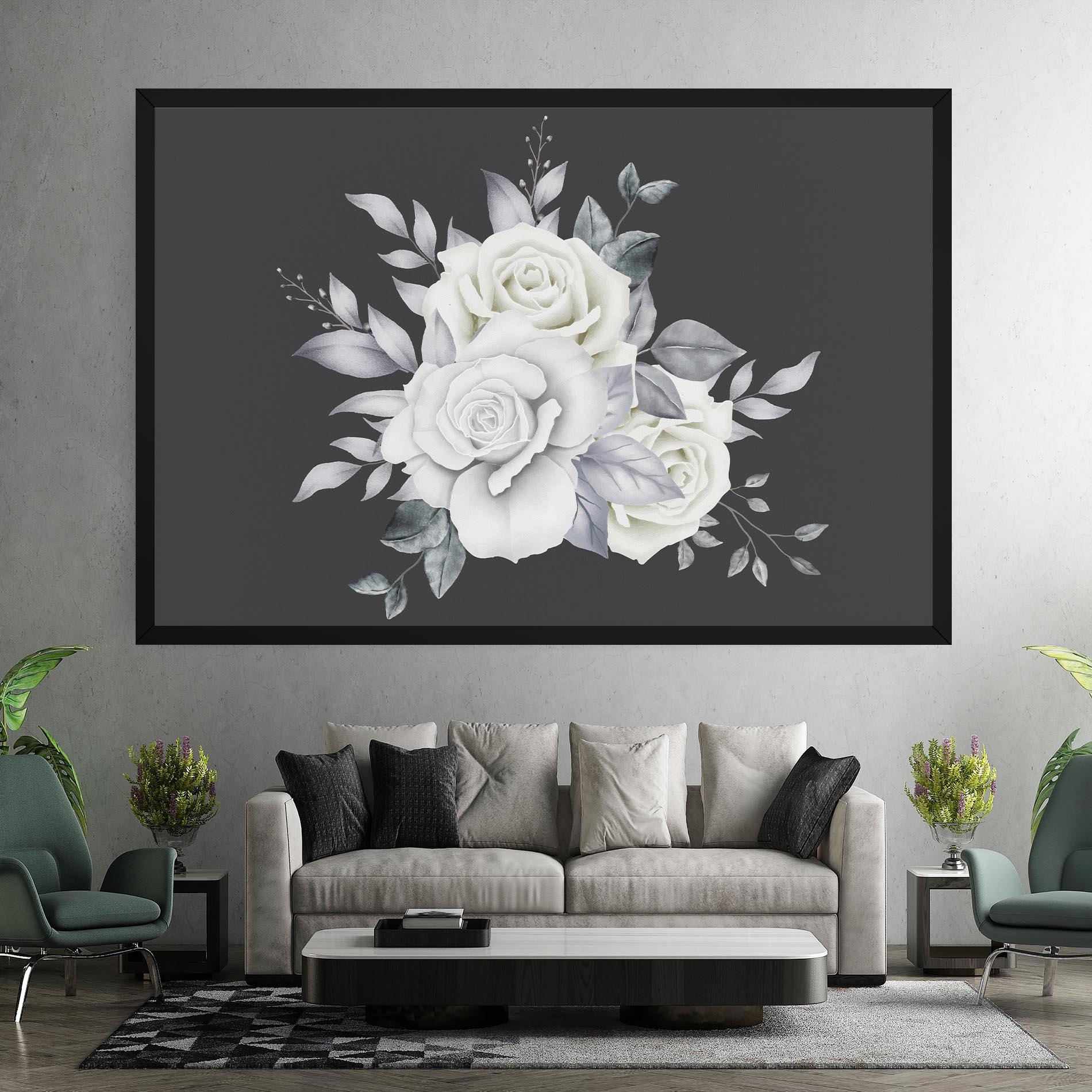 Leinwandbild White Grey Rose mockup 7