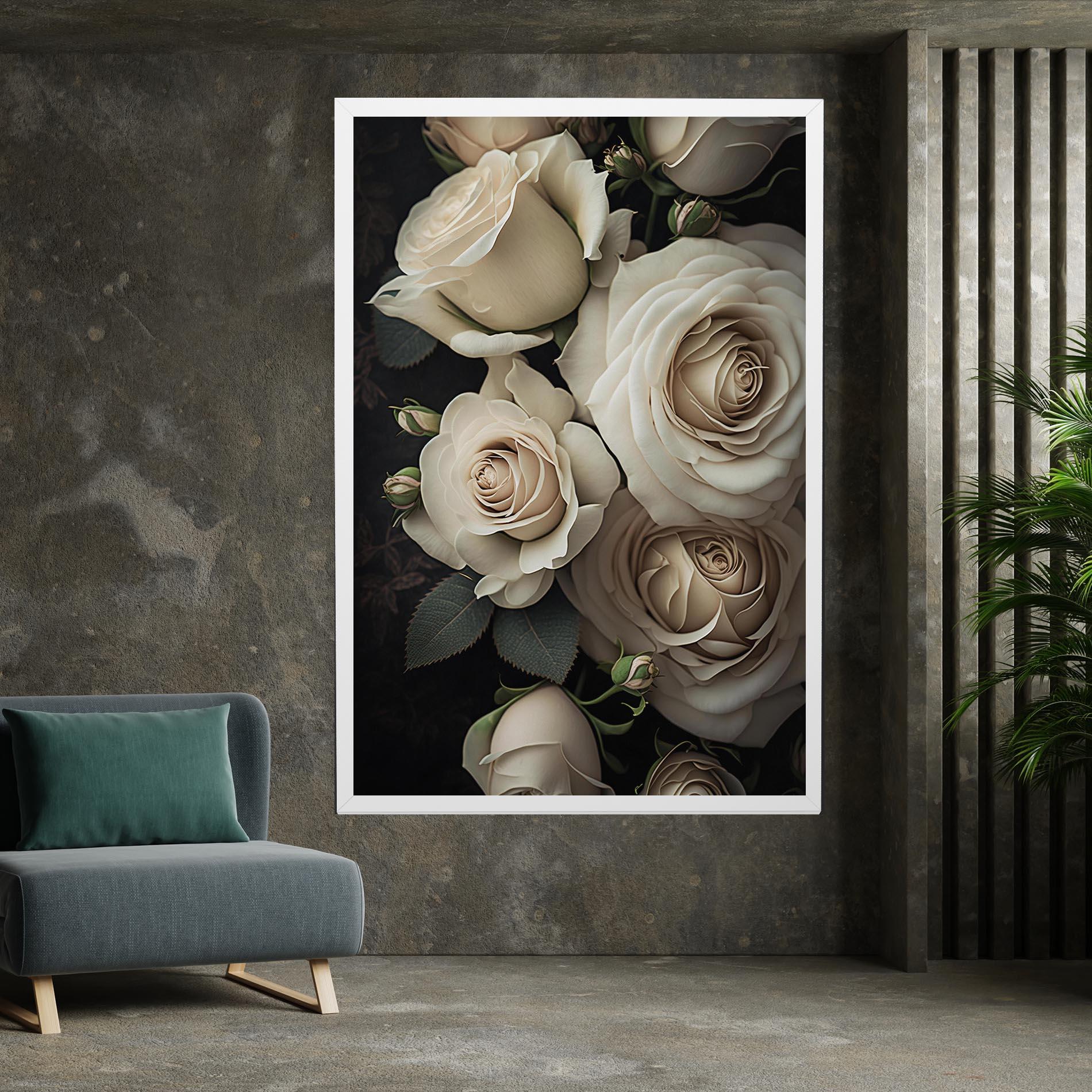 Leinwandbild Cream Roses Close Up mockup 7