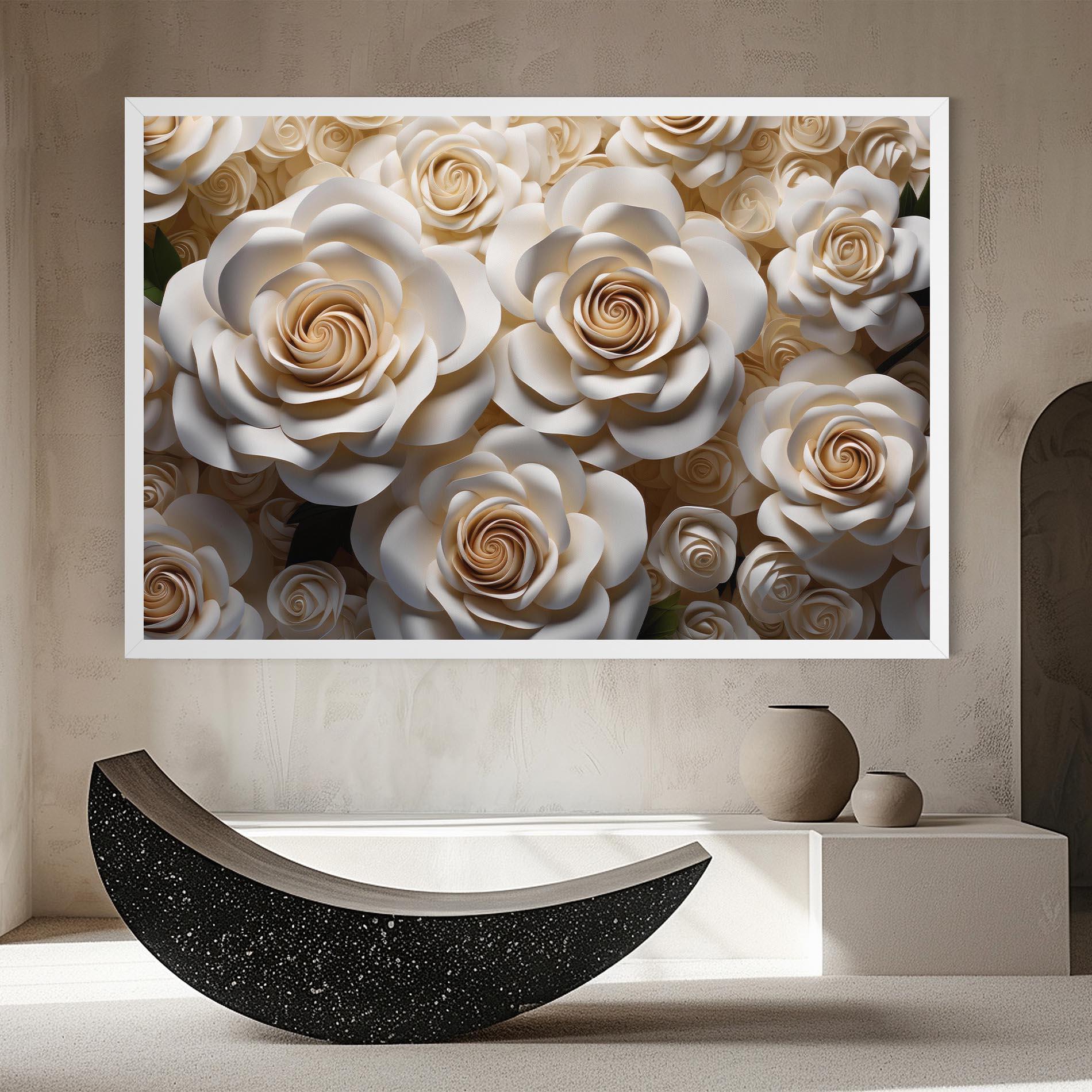 Leinwandbild Cream Roses Wall mockup 8