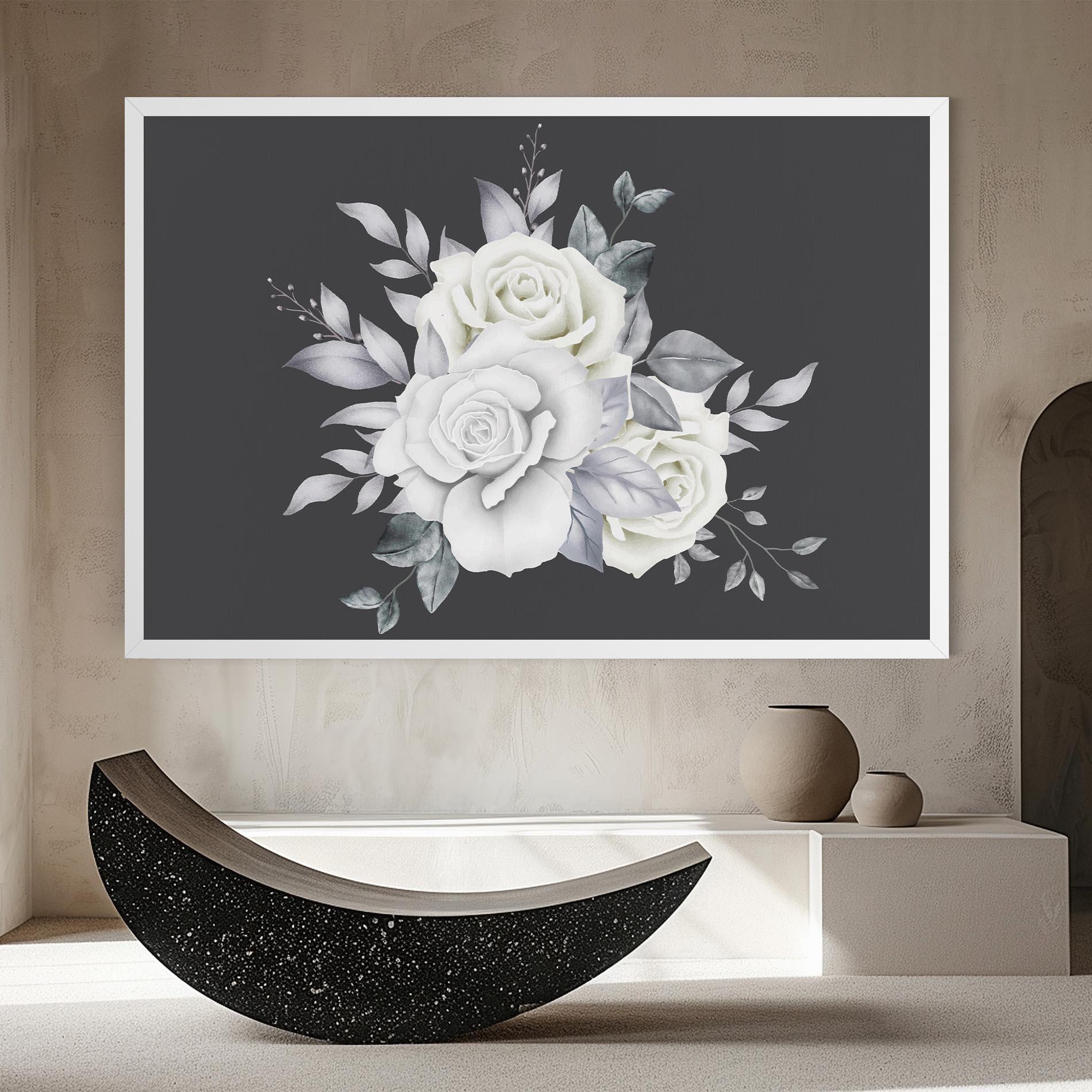 Leinwandbild White Grey Rose mockup 8