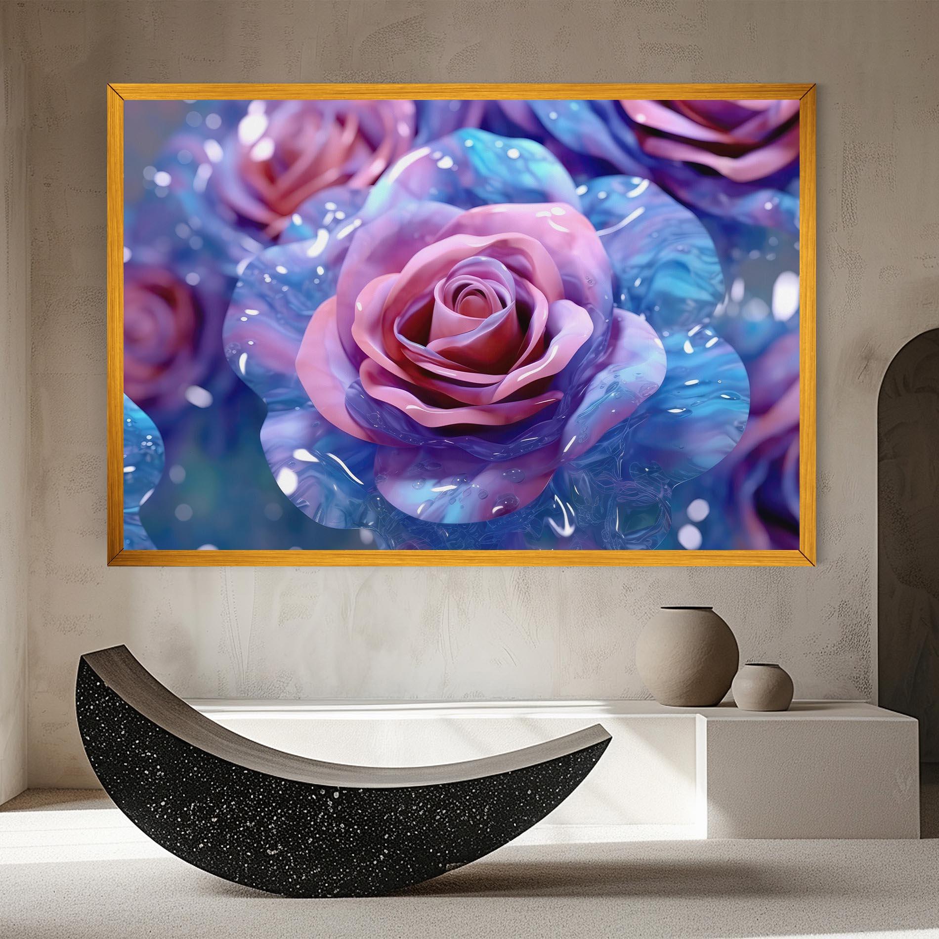 Leinwandbild Beautiful Blue Pink Rose mockup 8