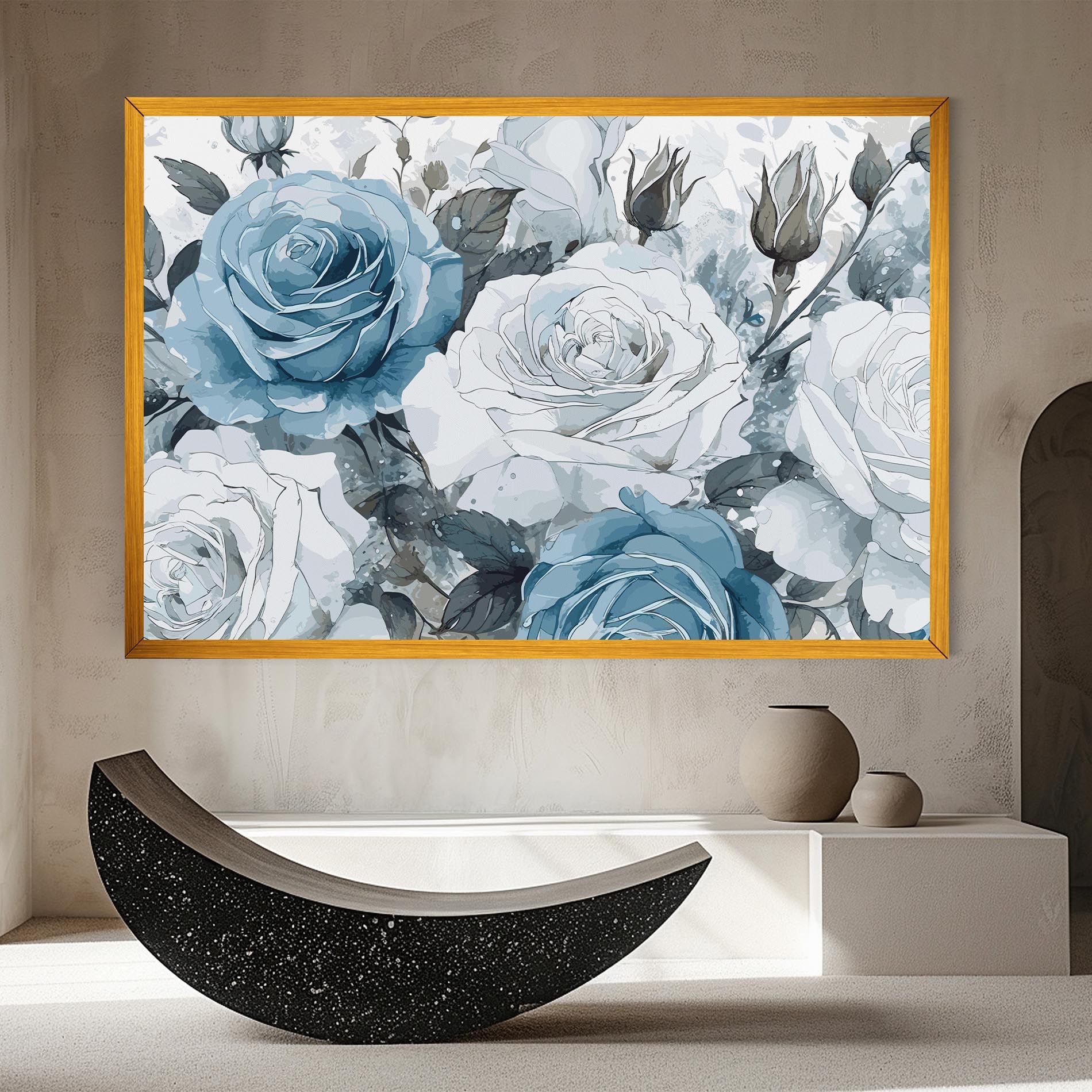 Blue White Rose mockup 8