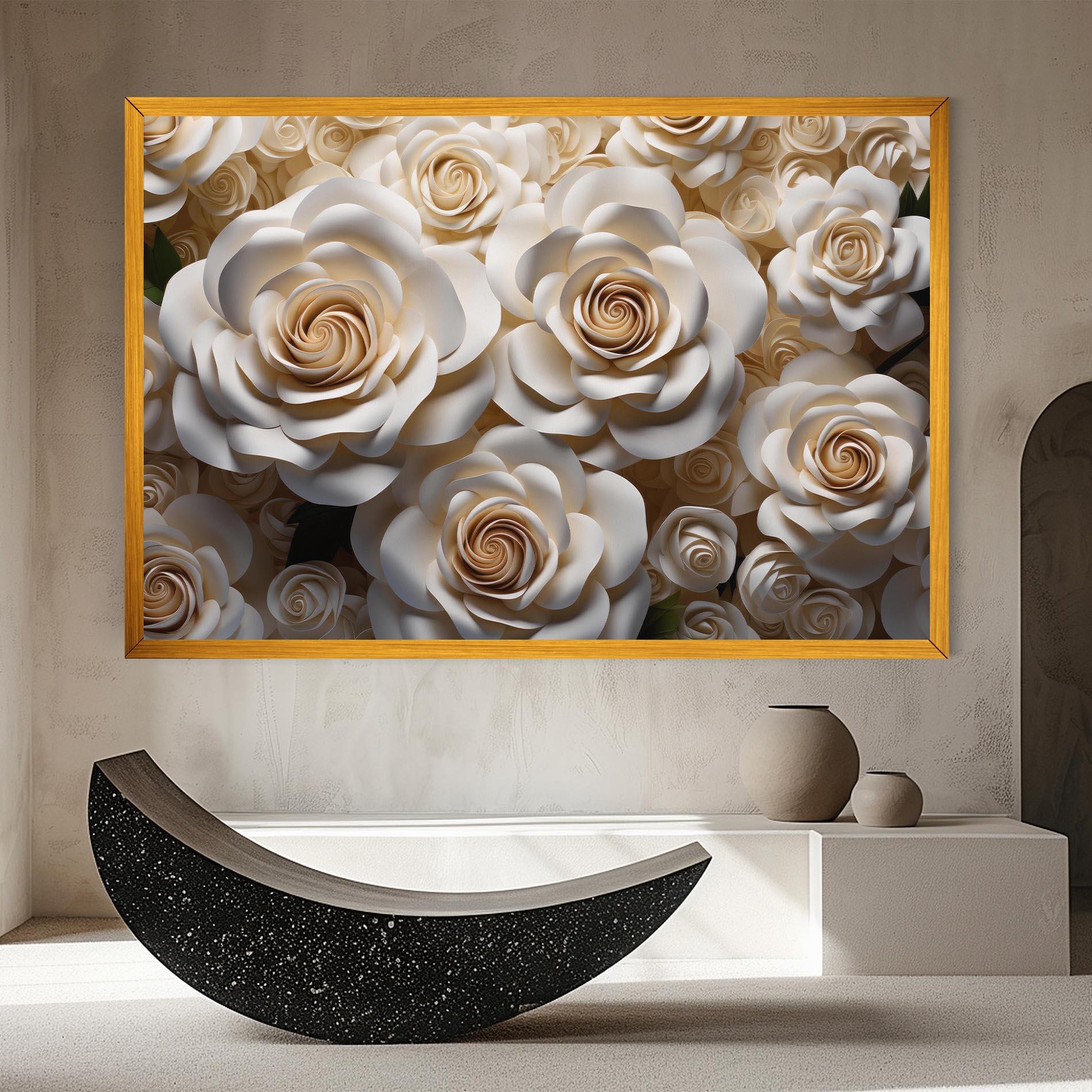 Leinwandbild Cream Roses Wall mockup 8