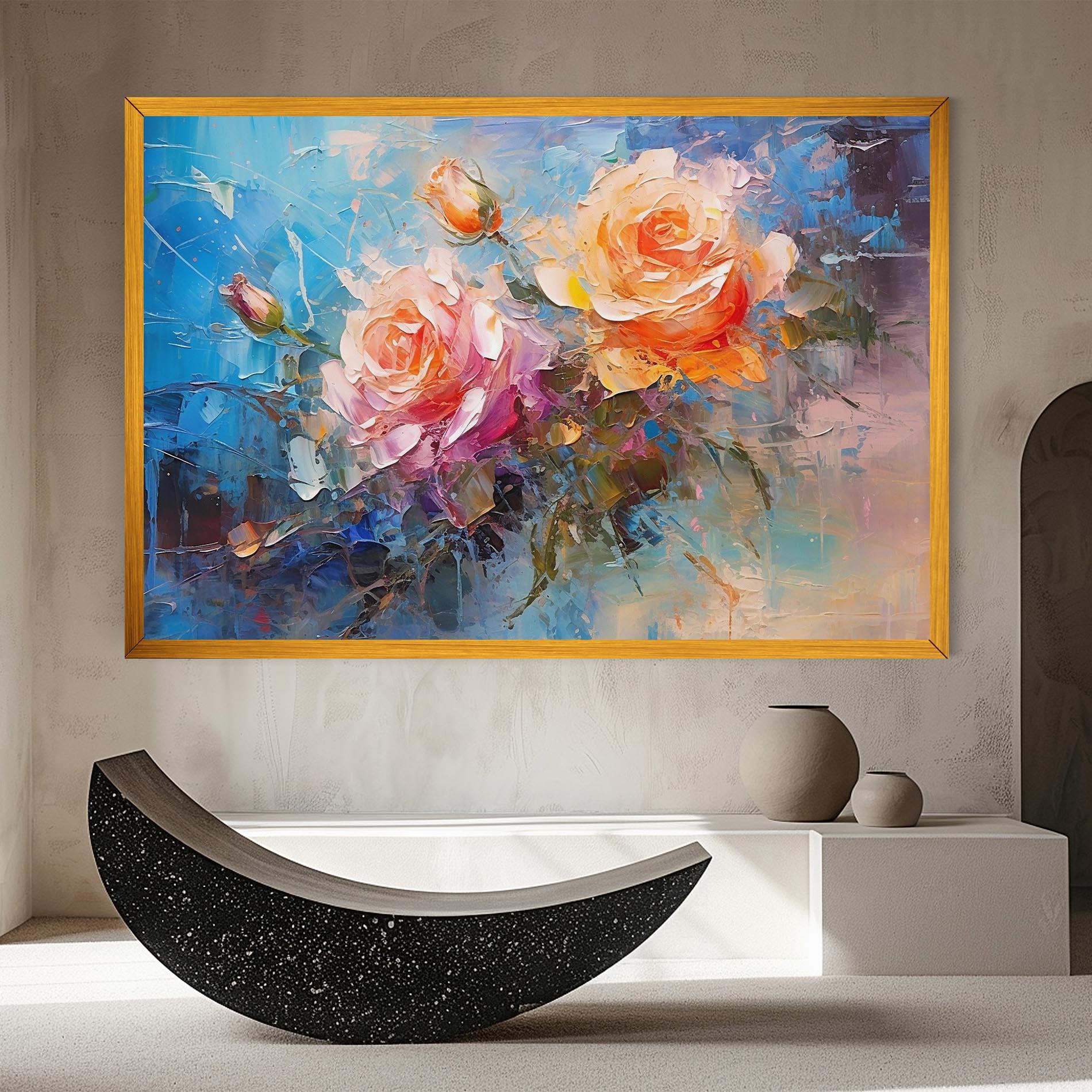 Leinwandbild Light Orange Rose Painting mockup 8