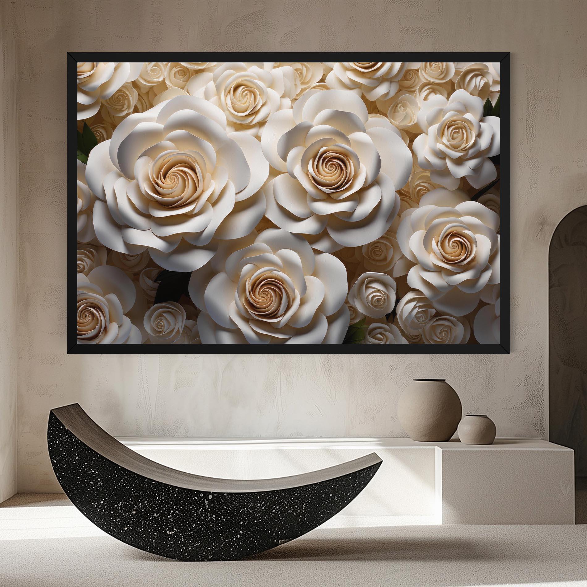 Leinwandbild Cream Roses Wall mockup 8
