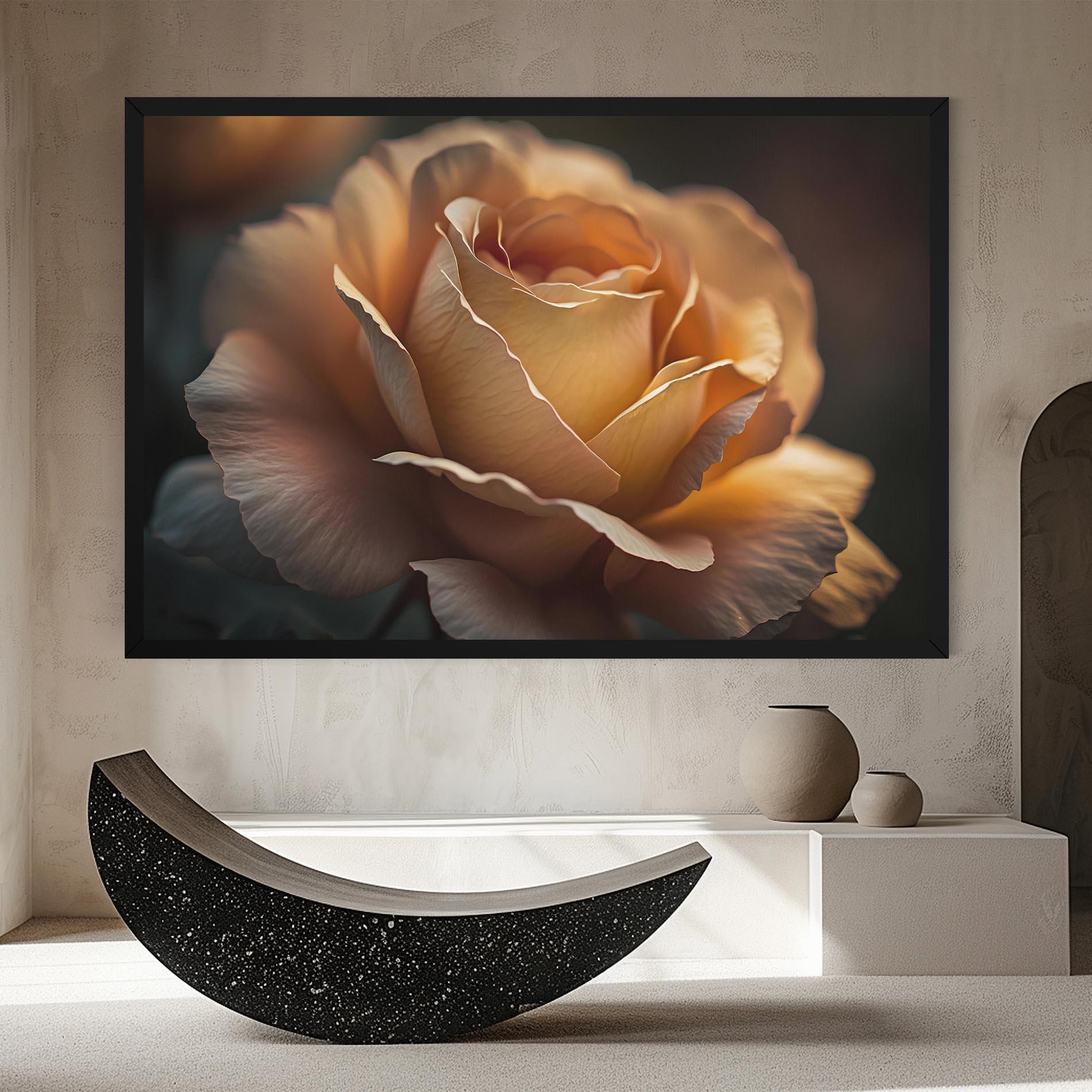 Leinwandbild Light Orange Rose Close Up mockup 8