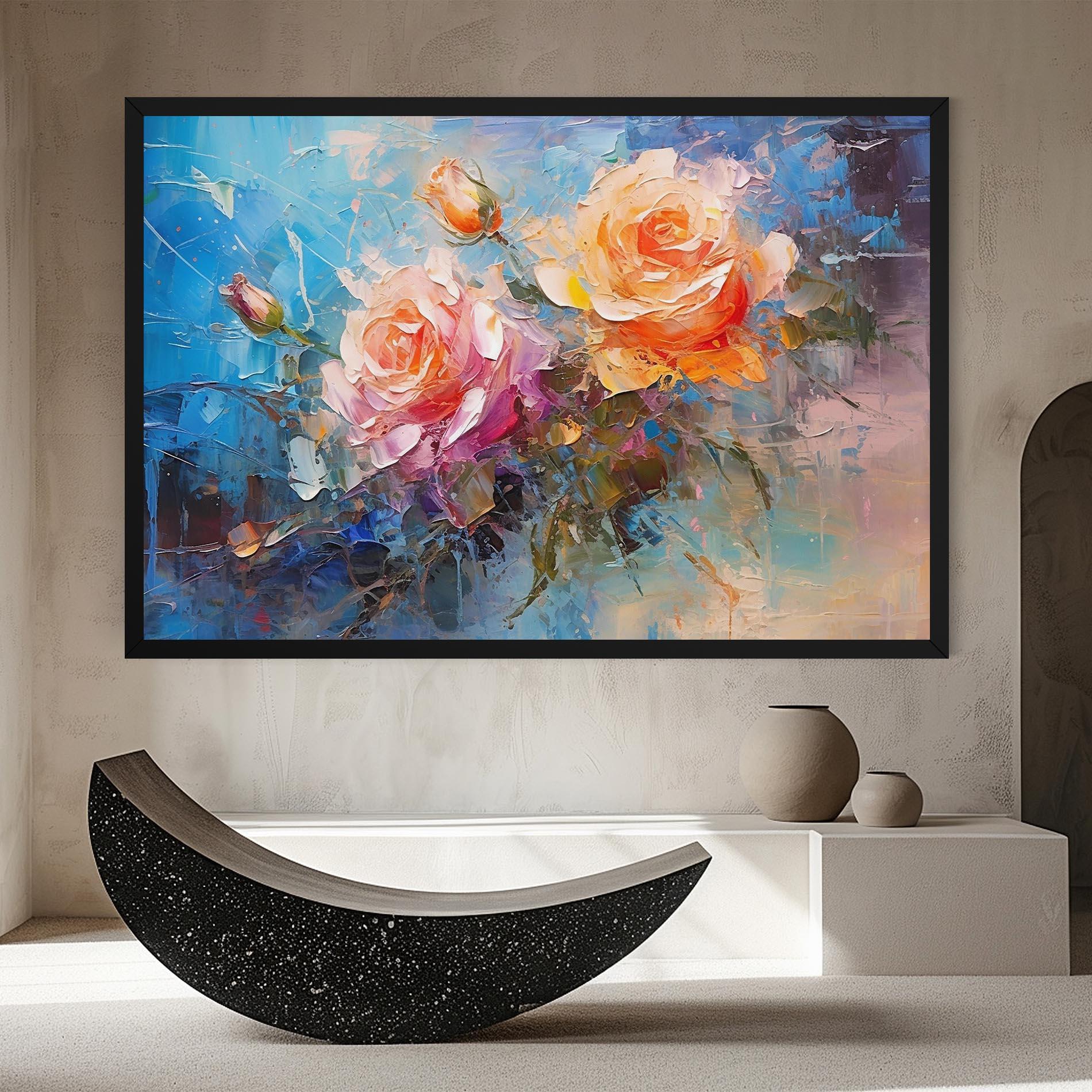 Leinwandbild Light Orange Rose Painting mockup 8