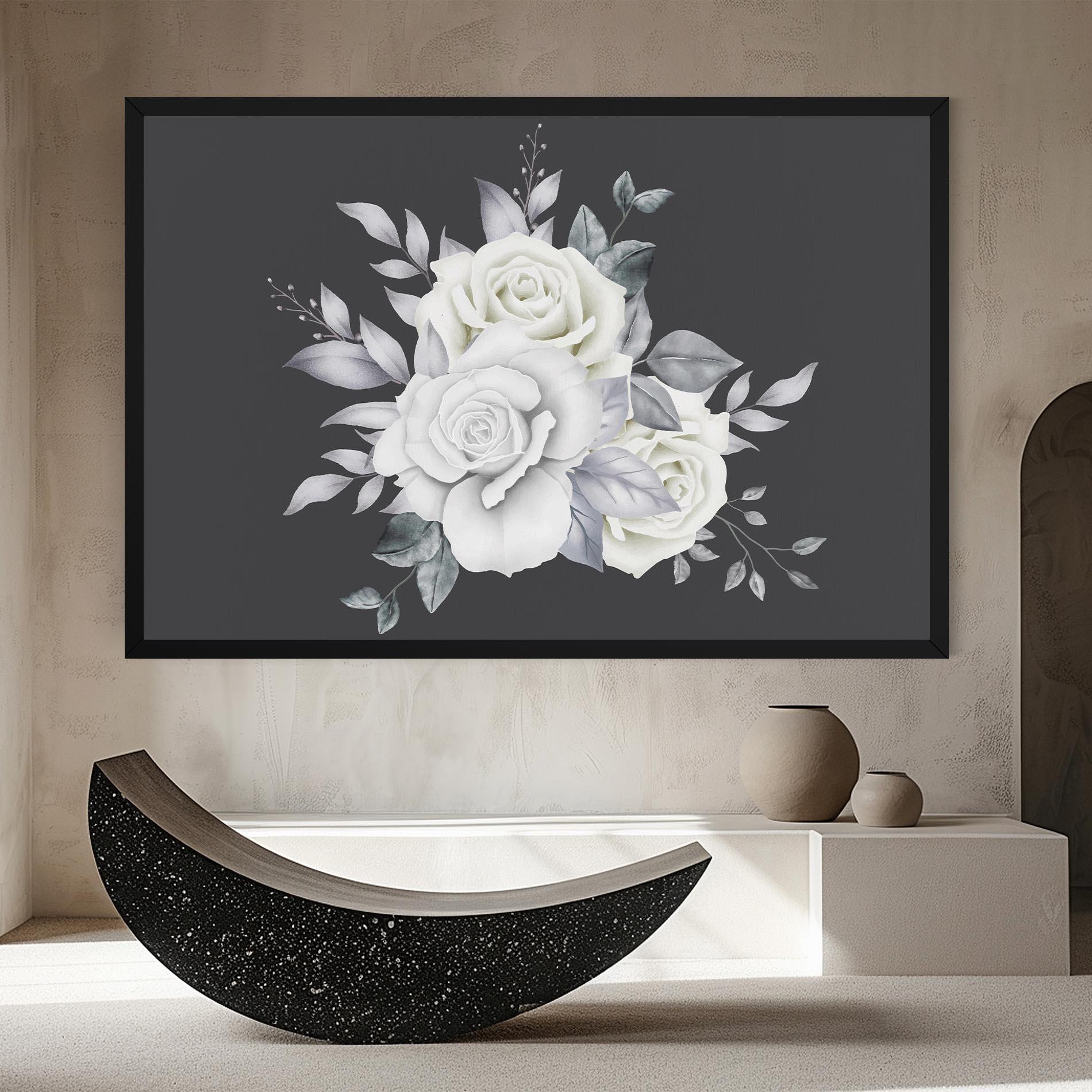 Leinwandbild White Grey Rose mockup 8
