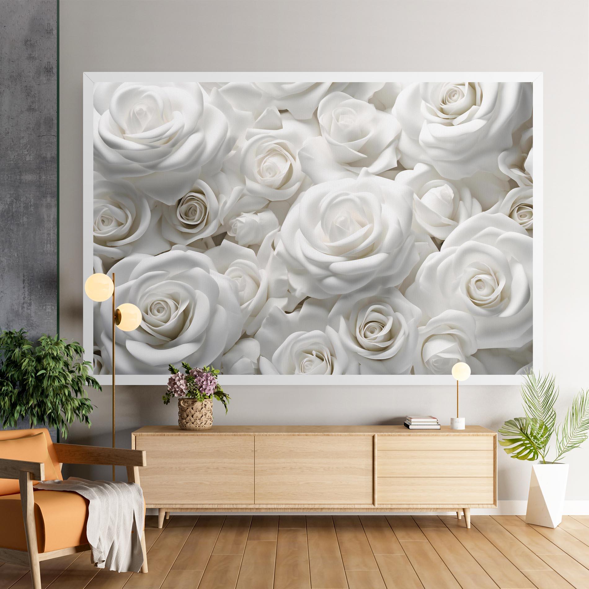Leinwandbild 3d White Roses mockup 9