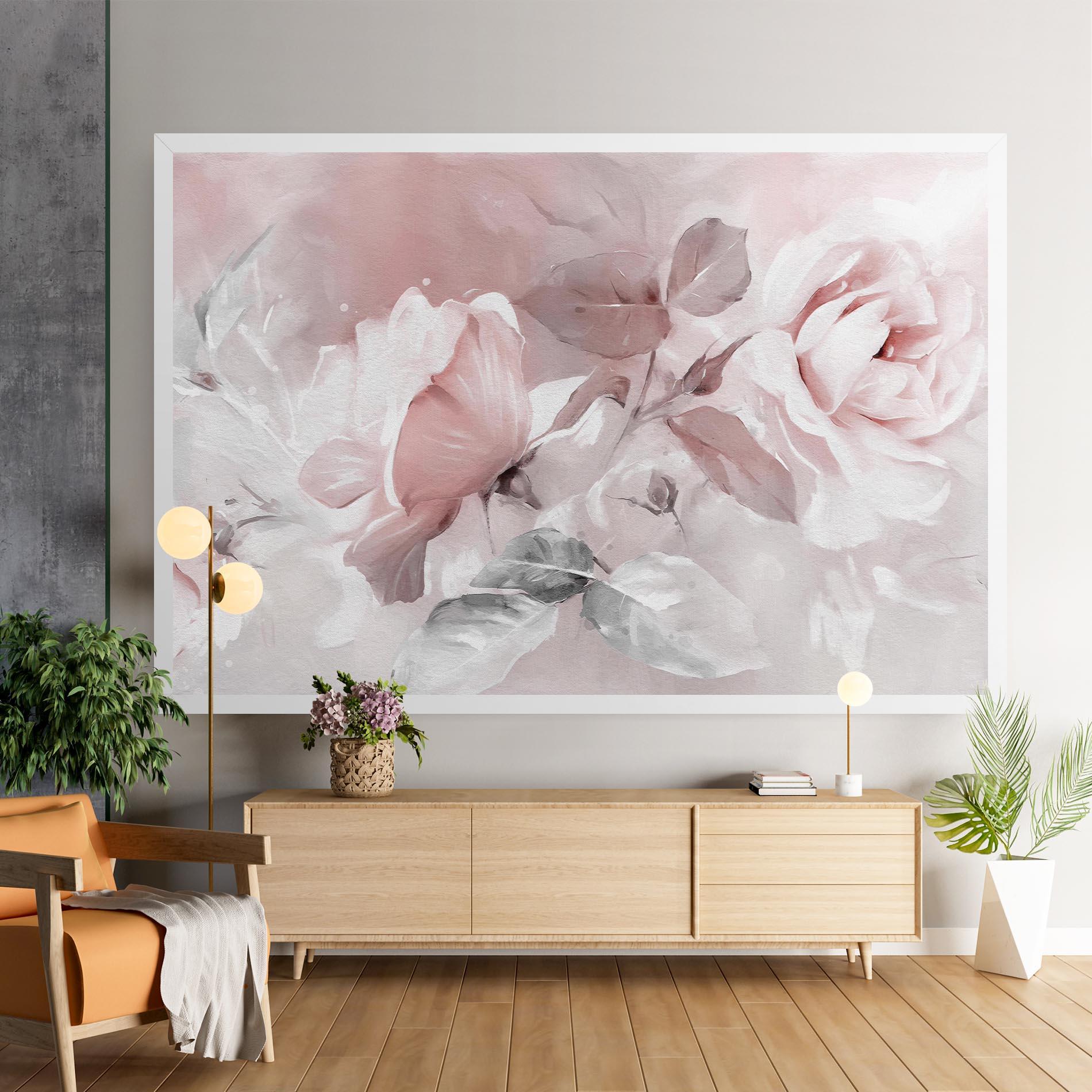Leinwandbild Abstract Pink Flowers mockup 9