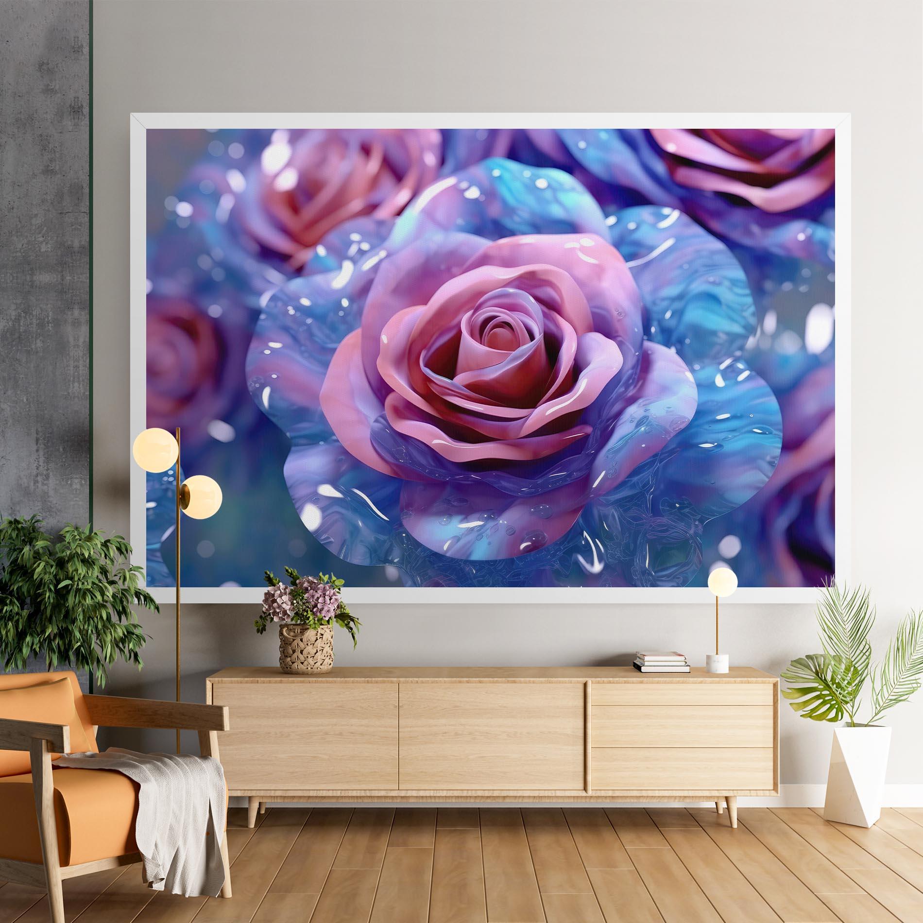 Leinwandbild Beautiful Blue Pink Rose mockup 9