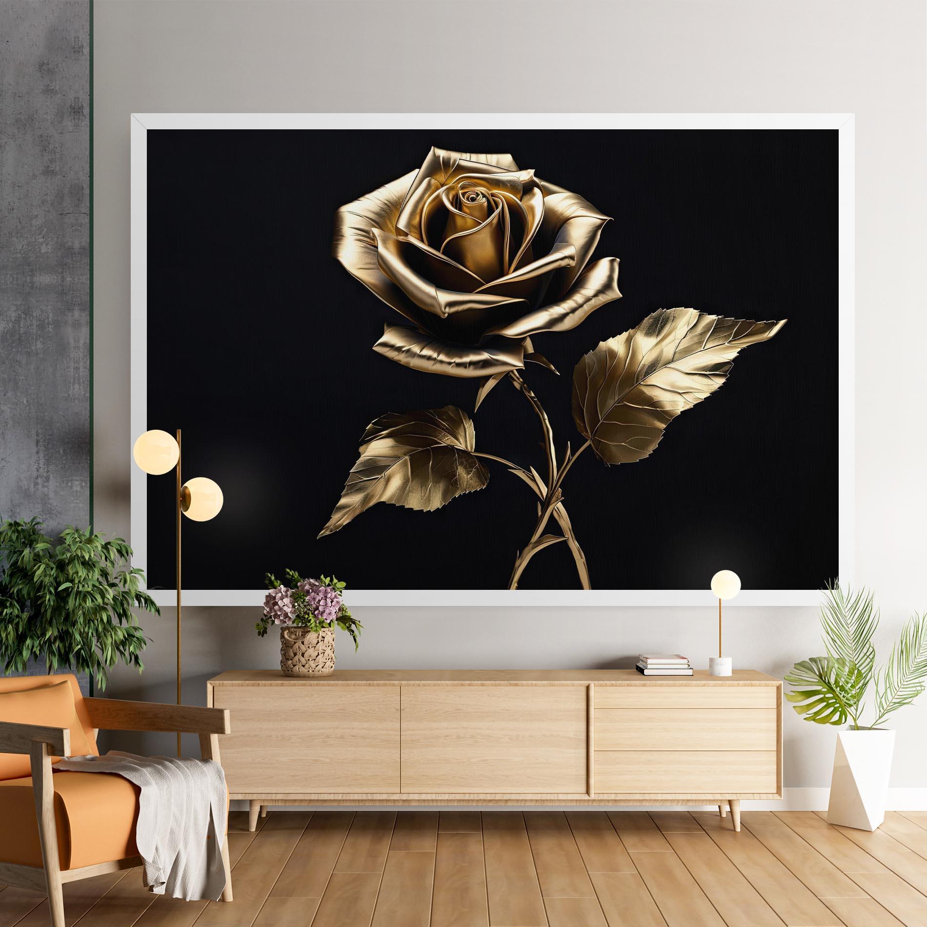 Leinwandbild Beautiful Golden Rose mockup 9
