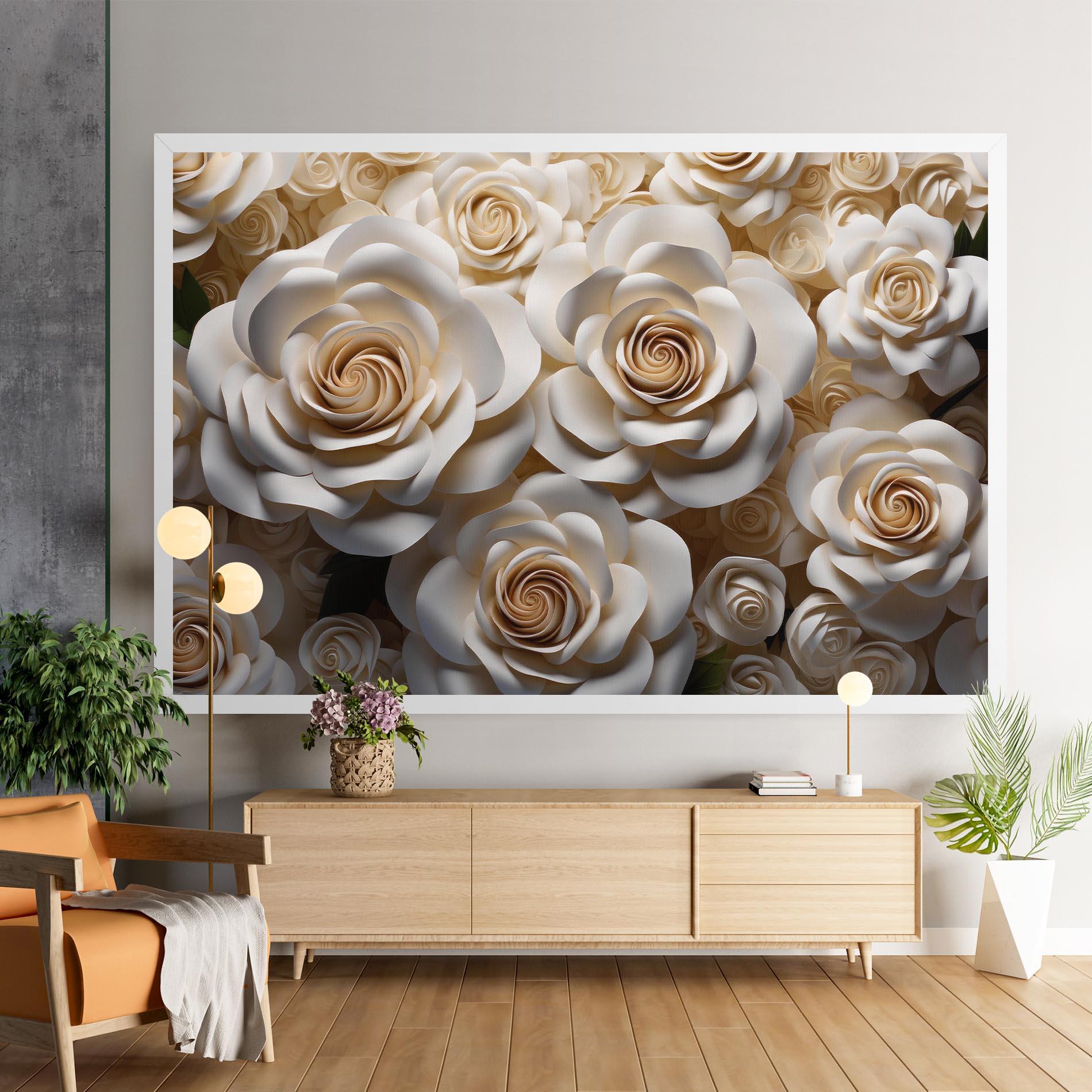Leinwandbild Cream Roses Wall mockup 9