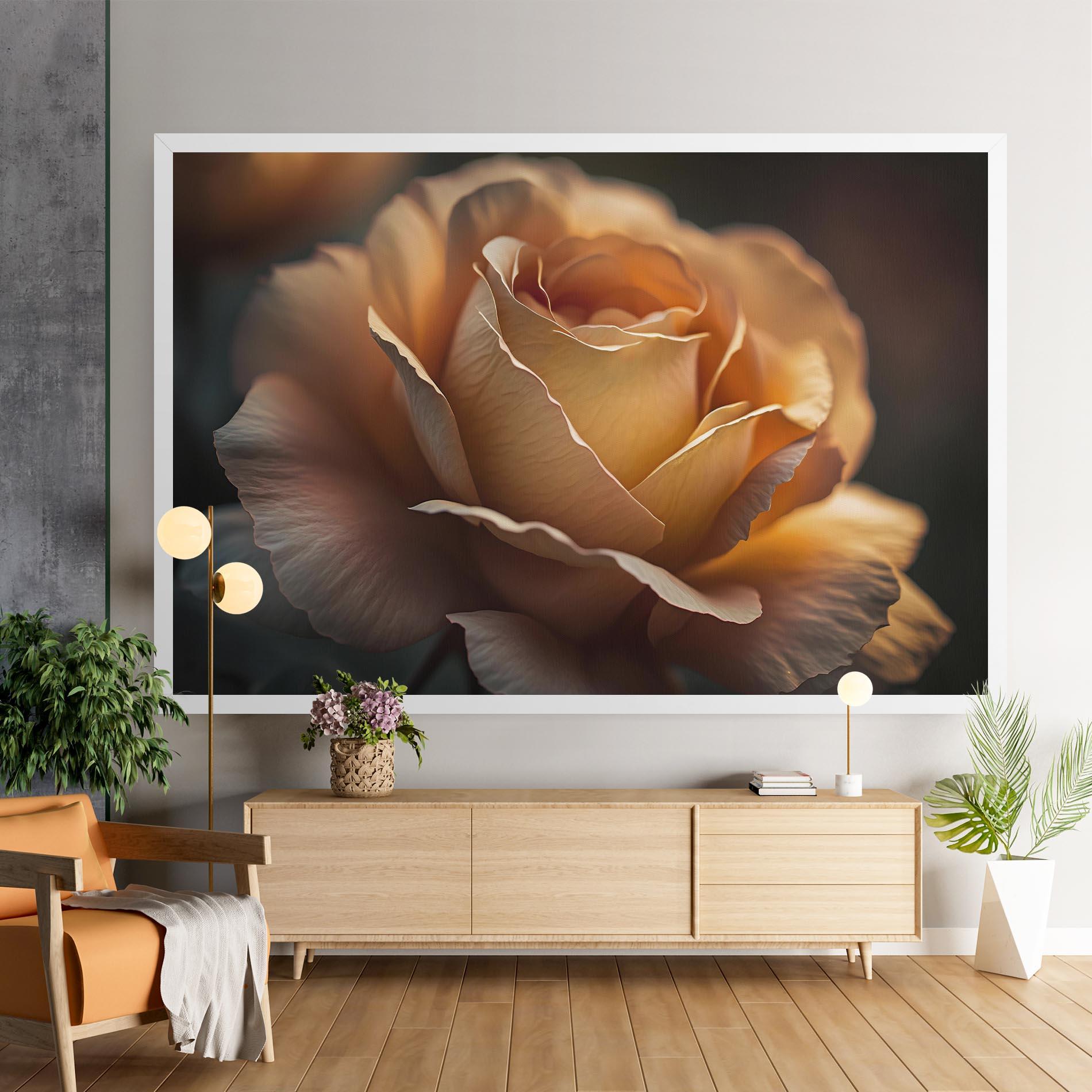 Leinwandbild Light Orange Rose Close Up mockup 9