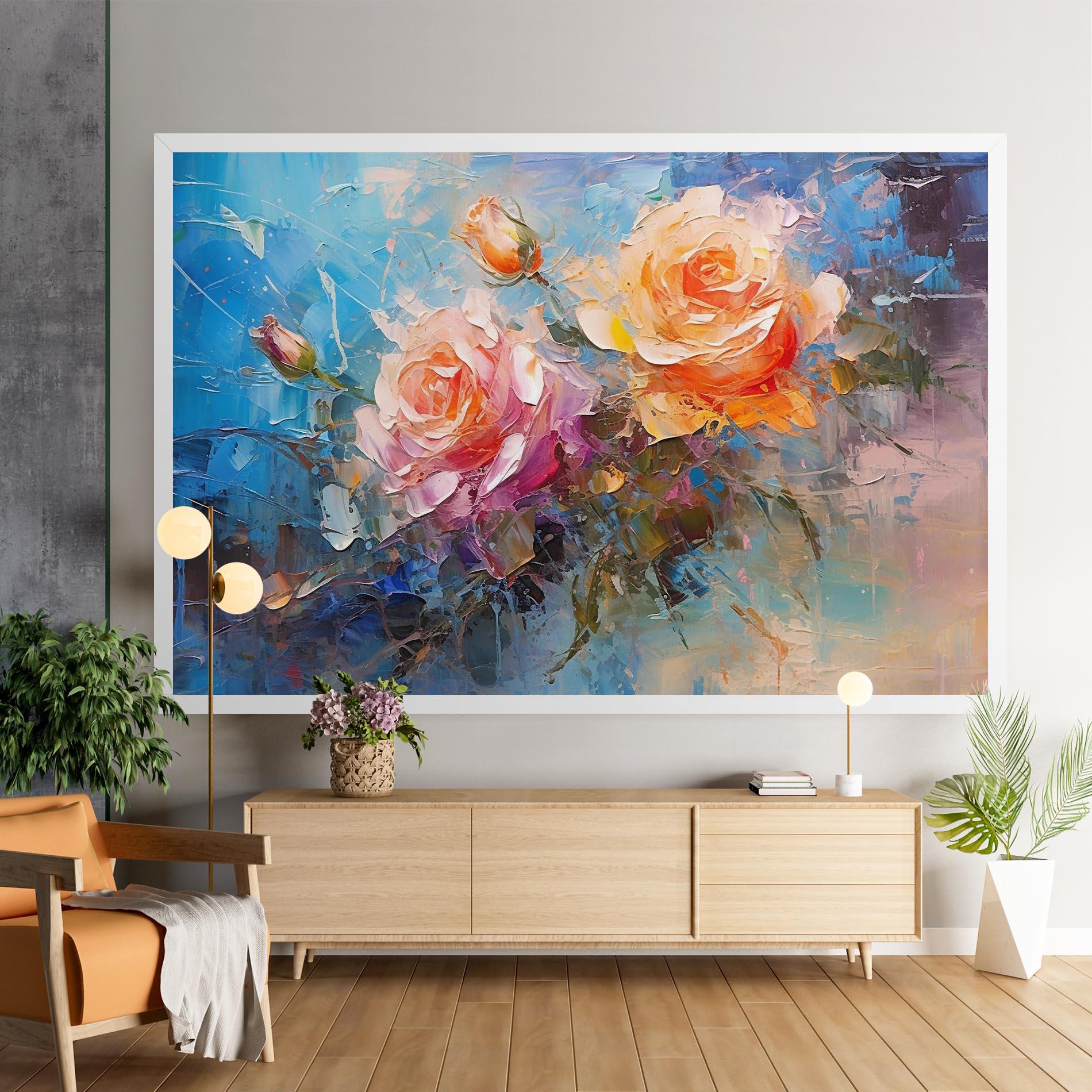 Leinwandbild Light Orange Rose Painting mockup 9