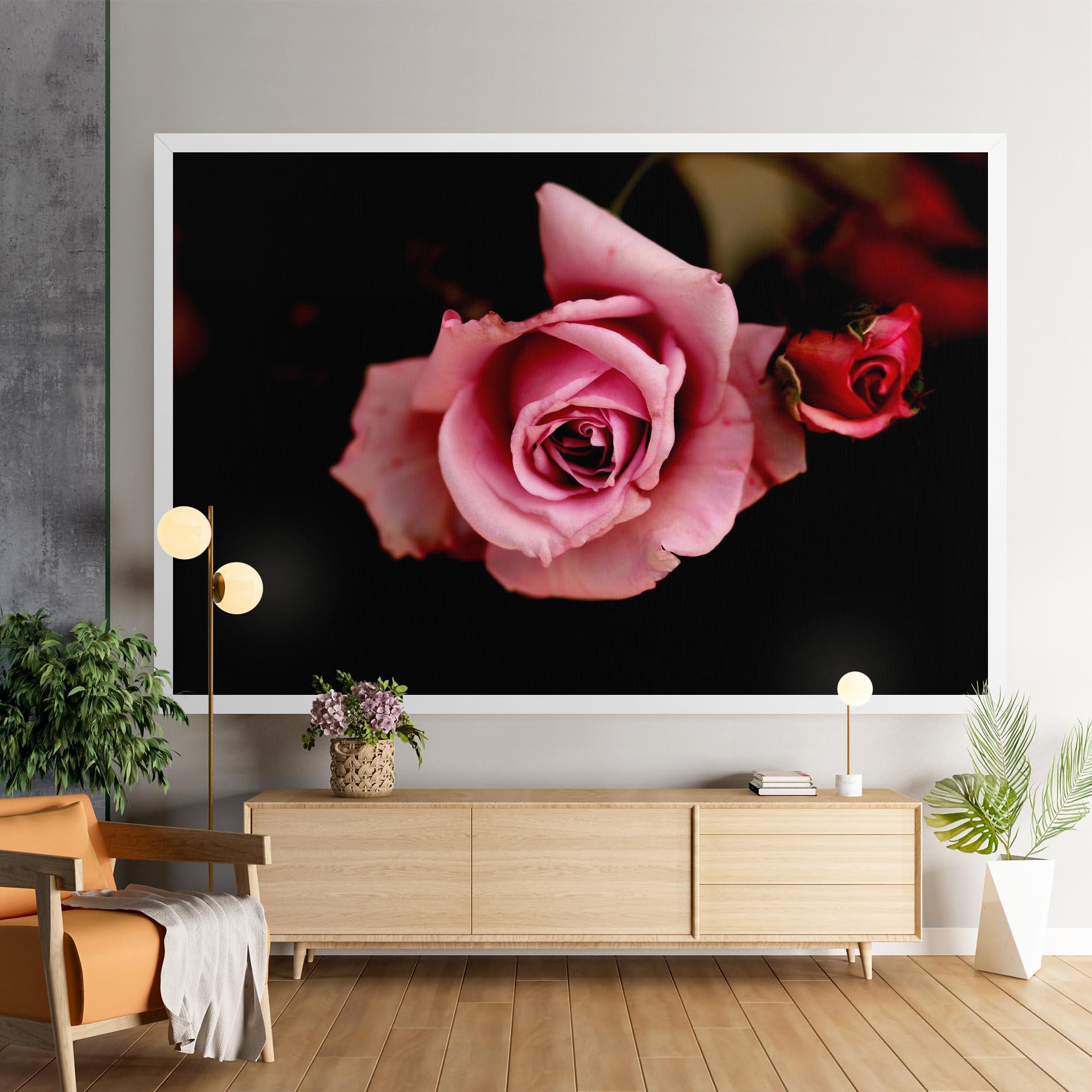 Leinwandbild Opened Pink Rose mockup 9